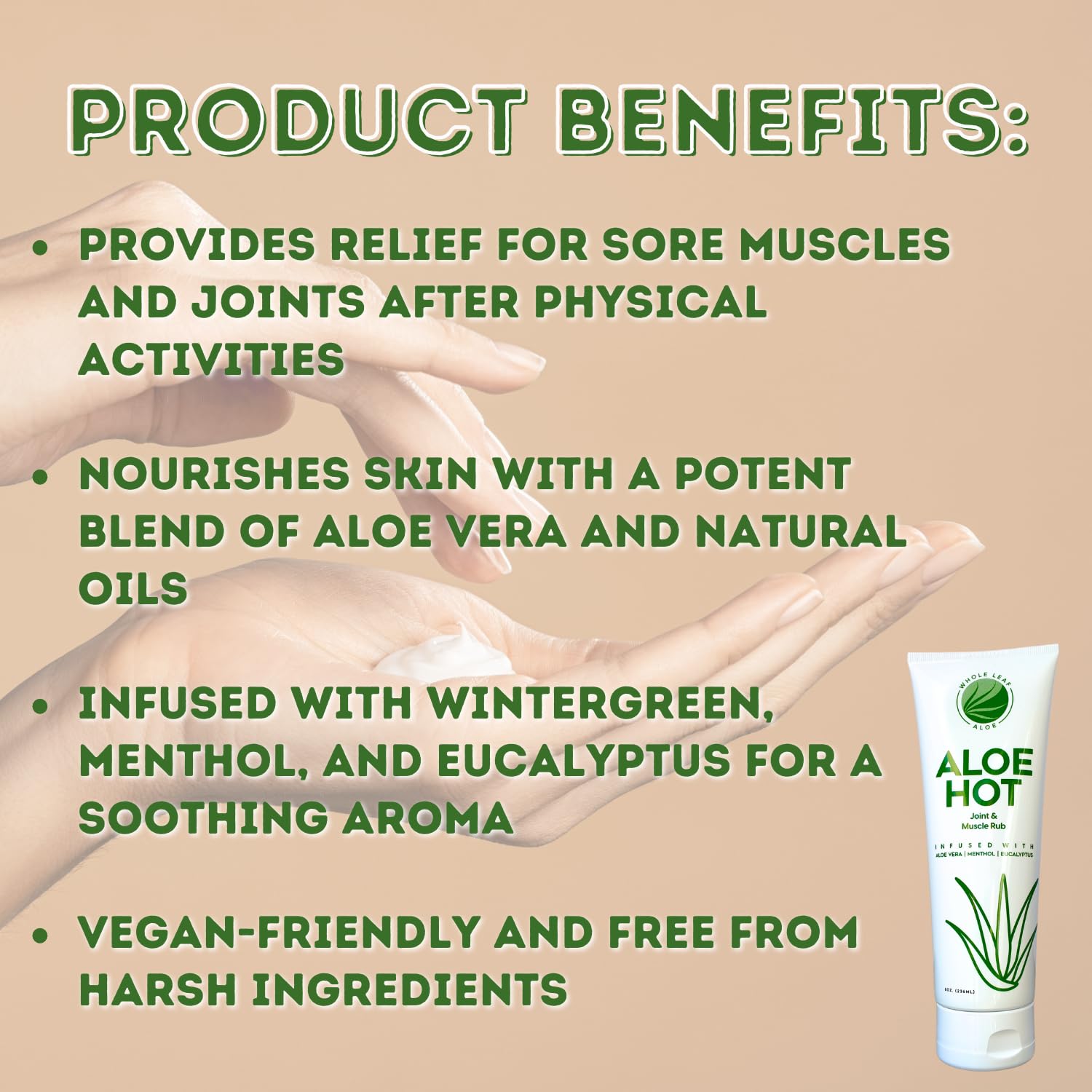 Aloe Hot Joint & Muscle Rub (8oz) Whole Leaf AloeAu supplements