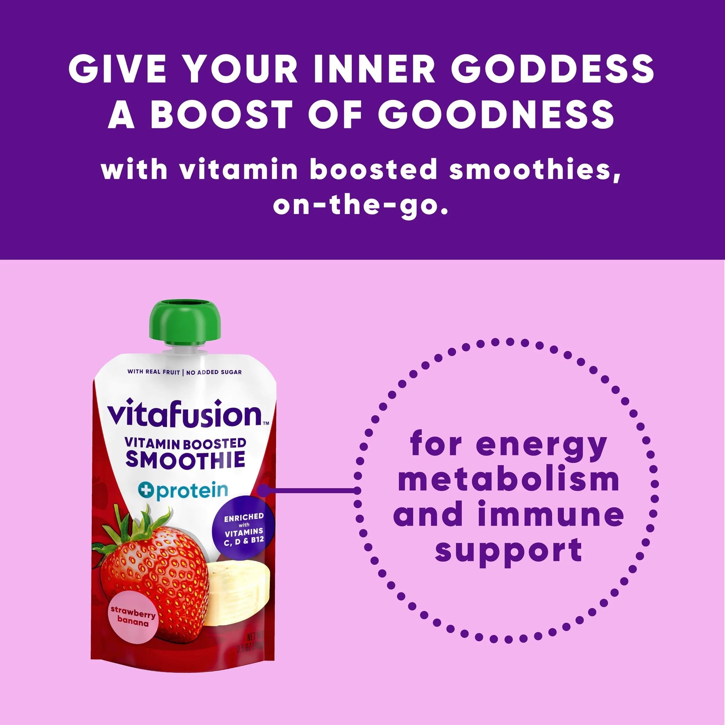 vitafusion Vitamin-Boosted Smoothie +Protein for Energy Metabolism and Immune Support, Strawberry Banana Flavor Excellent Source VitafusionAu supplements