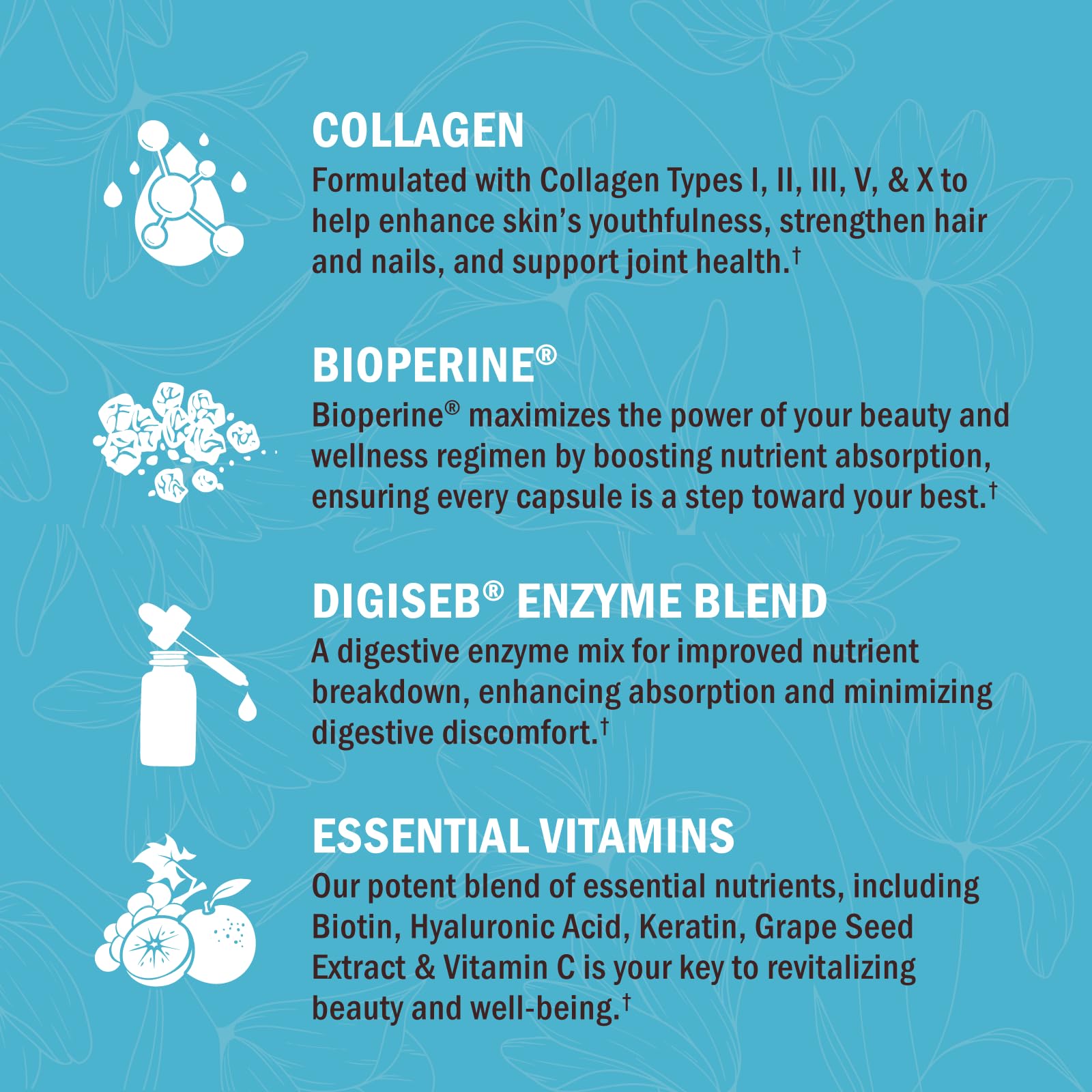 Multi Collagen Pills for Women (Types I II III V X) with Vitamin C Hyaluronic Acid Biotin BioSchwartzAu supplements