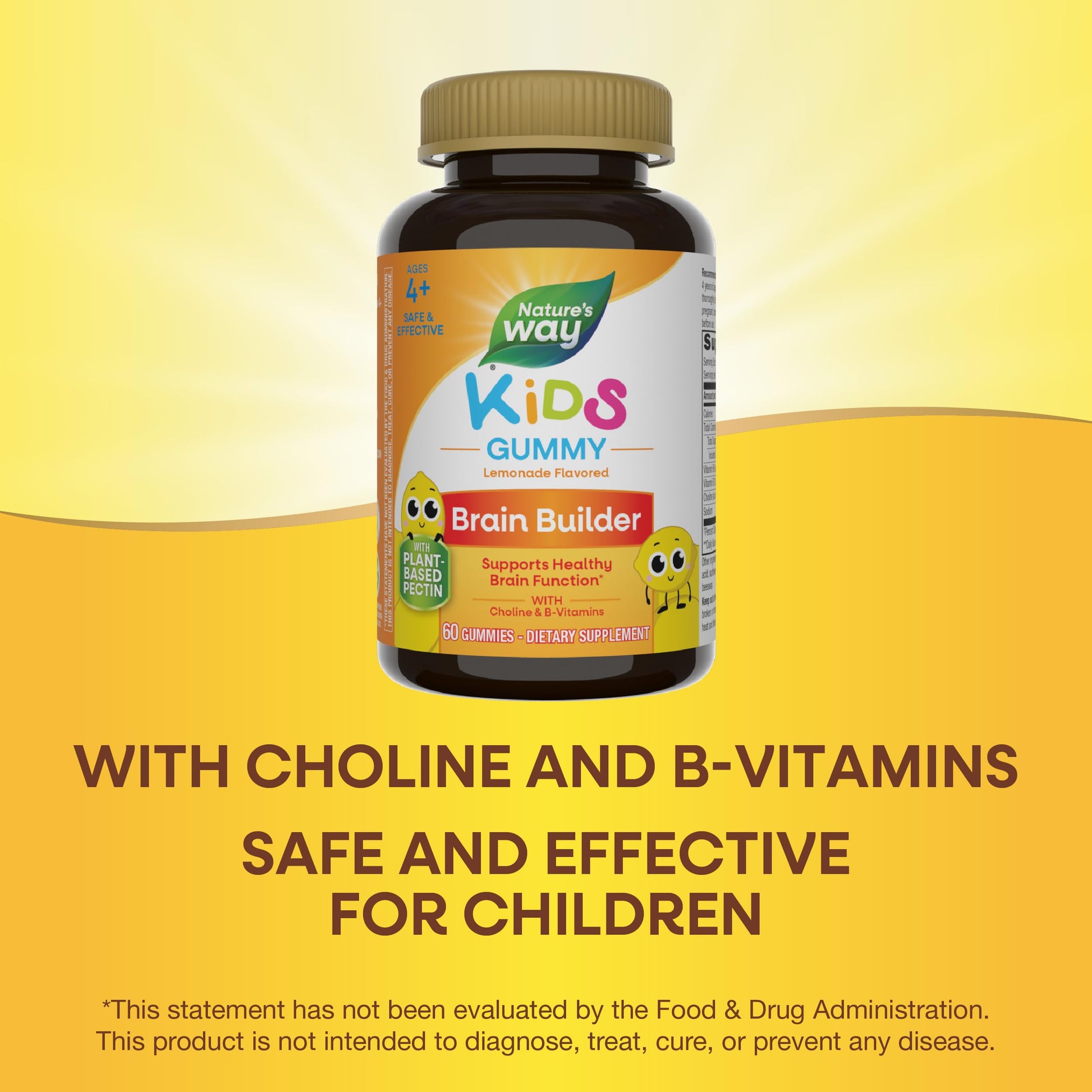 Nature's Way Kids Brain Supplement Gummies, Supports Healthy Brain Function*, Lemonade Flavored, 60 Gummies Nature's WayAu supplements