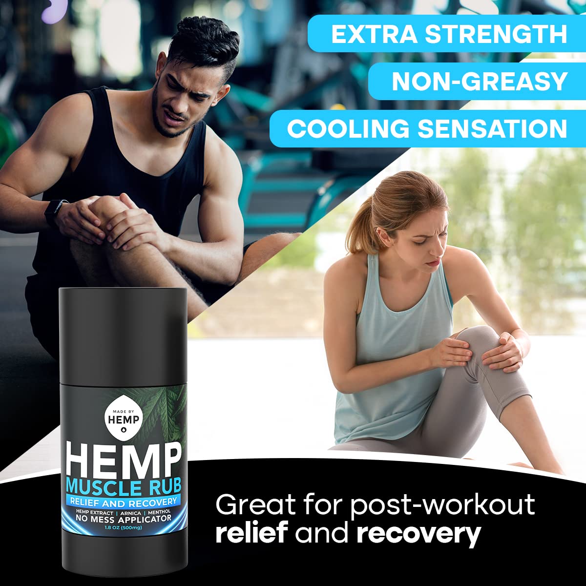 Hemp Roll On Post Workout Muscle Relief Stick for Muscles and Joints Natural Blend with Arnica, Menthol, Ginger Non Greasy Balm Cooling Soothing Support Formula Made by Hemp 1.8oz MADE BY HEMP Co.Au supplements
