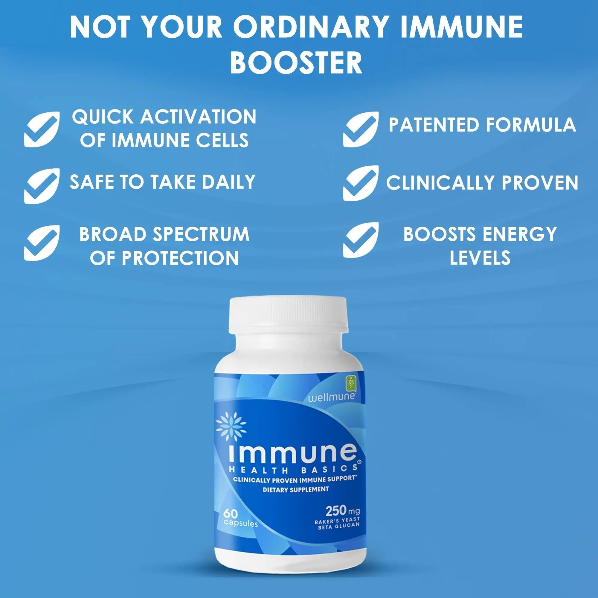 Immune Health Basics Ultra Strength Immunity - Clinically Proven Immune Support - Wellmune Highly Purified Beta Glucan - Gluten-Free, Non-allergenic Immune Health BasicsAu supplements