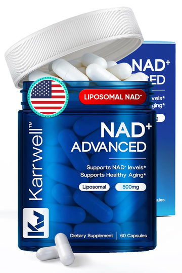 Karrwell NAD+ Advanced 500MG Liposomal NAD+ with Resveratrol - NAD Supplement for Men & Women - NMN Alternative for Cellular Energy & Healthy Aging - 60 Capsules, 30 Day Supply KarrwellAu supplements