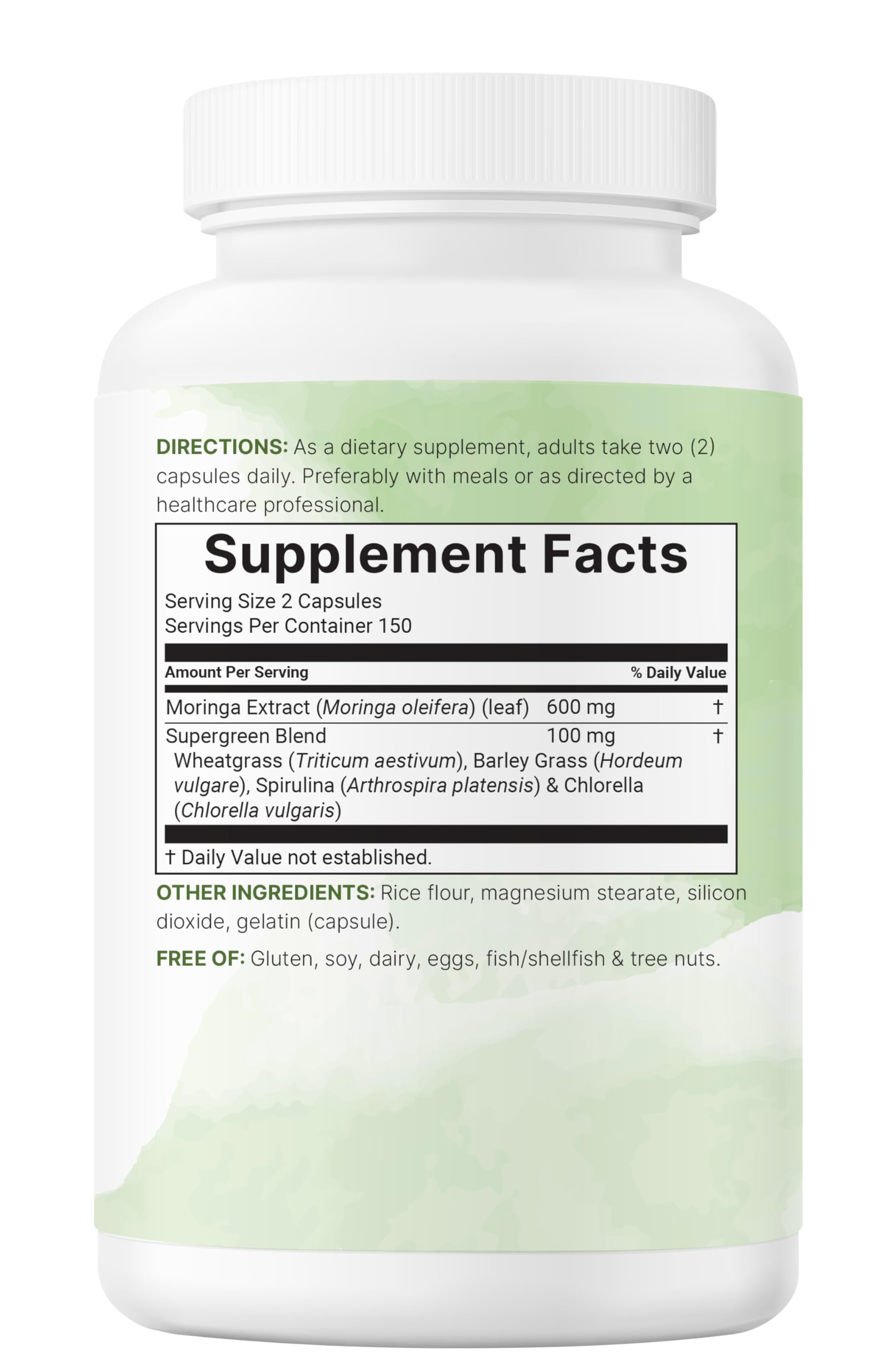 Micro Ingredients Moringa Oleifera | 300 Capsules with Supergreens Blend of Wheatgrass, Barley Grass, Spirulina, & Chlorella | Antioxidant Supplement, Energy, & Immune Support | Non-GMO Micro IngredientsAu supplements