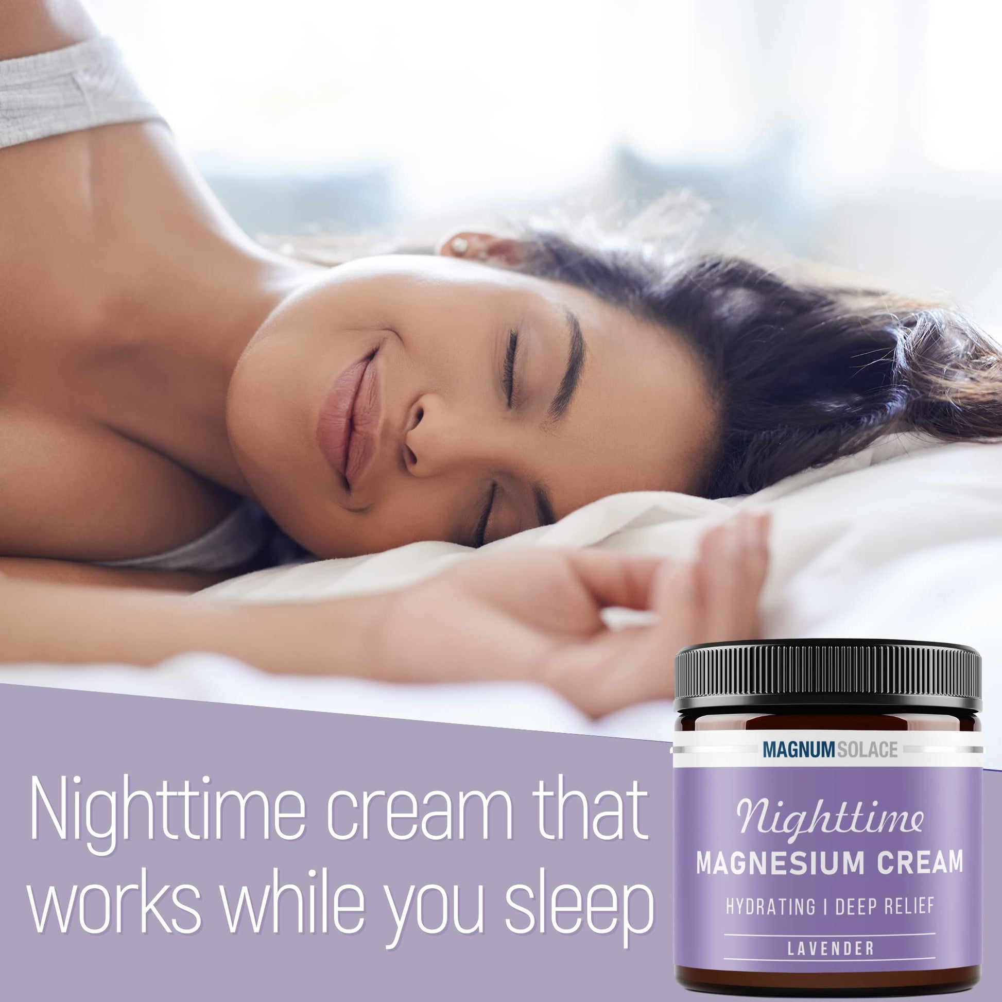 Magnum Solace Magnesium Lotion – Nighttime Magnesium Cream – Apply to Legs, Arms or Chest - Topical Magnesium Chloride – USA Made and Safe for Kids (Lavender) Magnum SolaceAu supplements