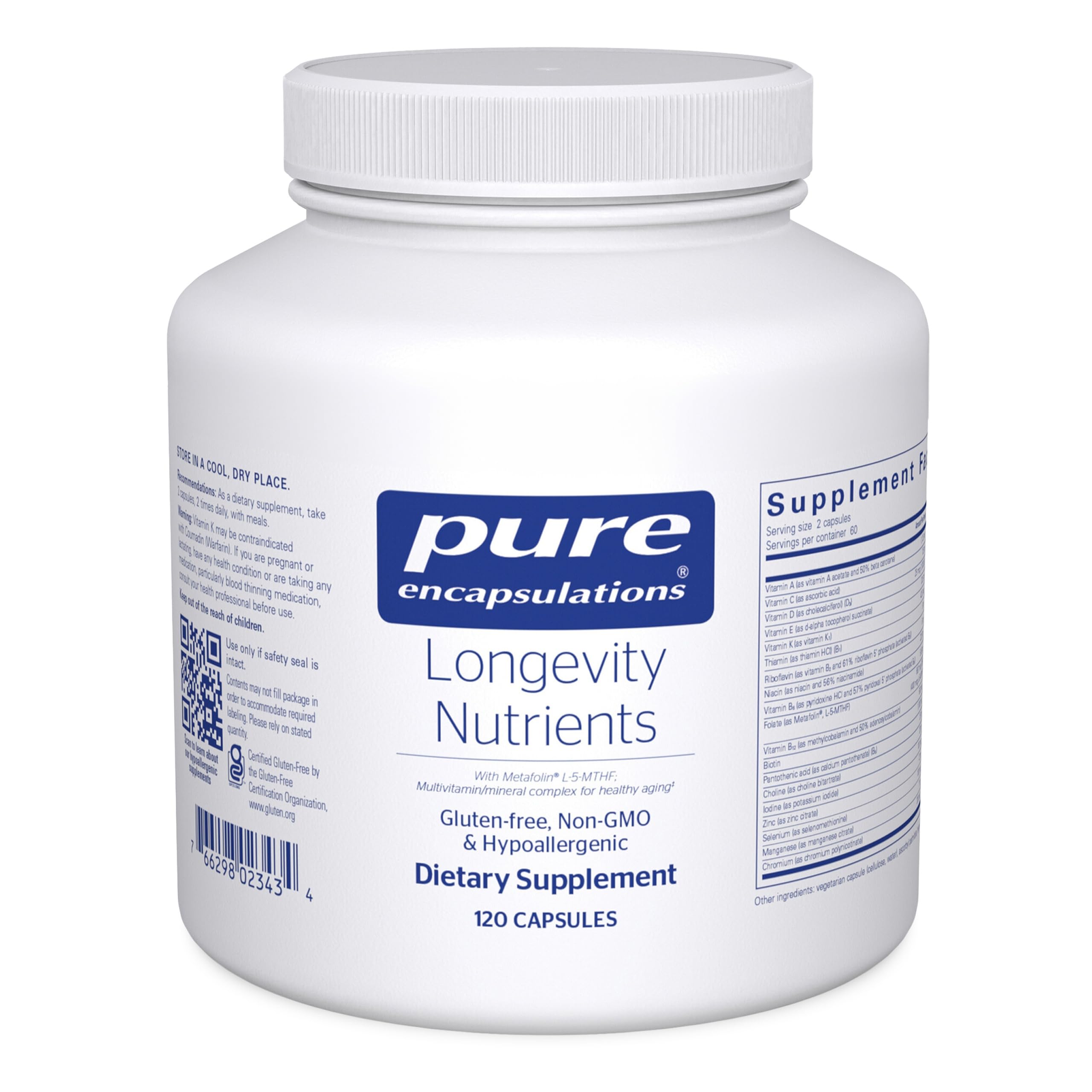 Pure Encapsulations Longevity Nutrients | Multivitamin/Mineral Complex to Support Healthy Aging, Brain Function, Eyes, Bones, and Vascular Health* | 120 Capsules Pure EncapsulationsAu supplements