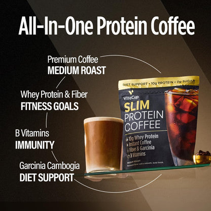 VitaCup Slim Protein Coffee for Diet Support, Instant Coffee w/Whey Protein Powder VitaCupUS supplements