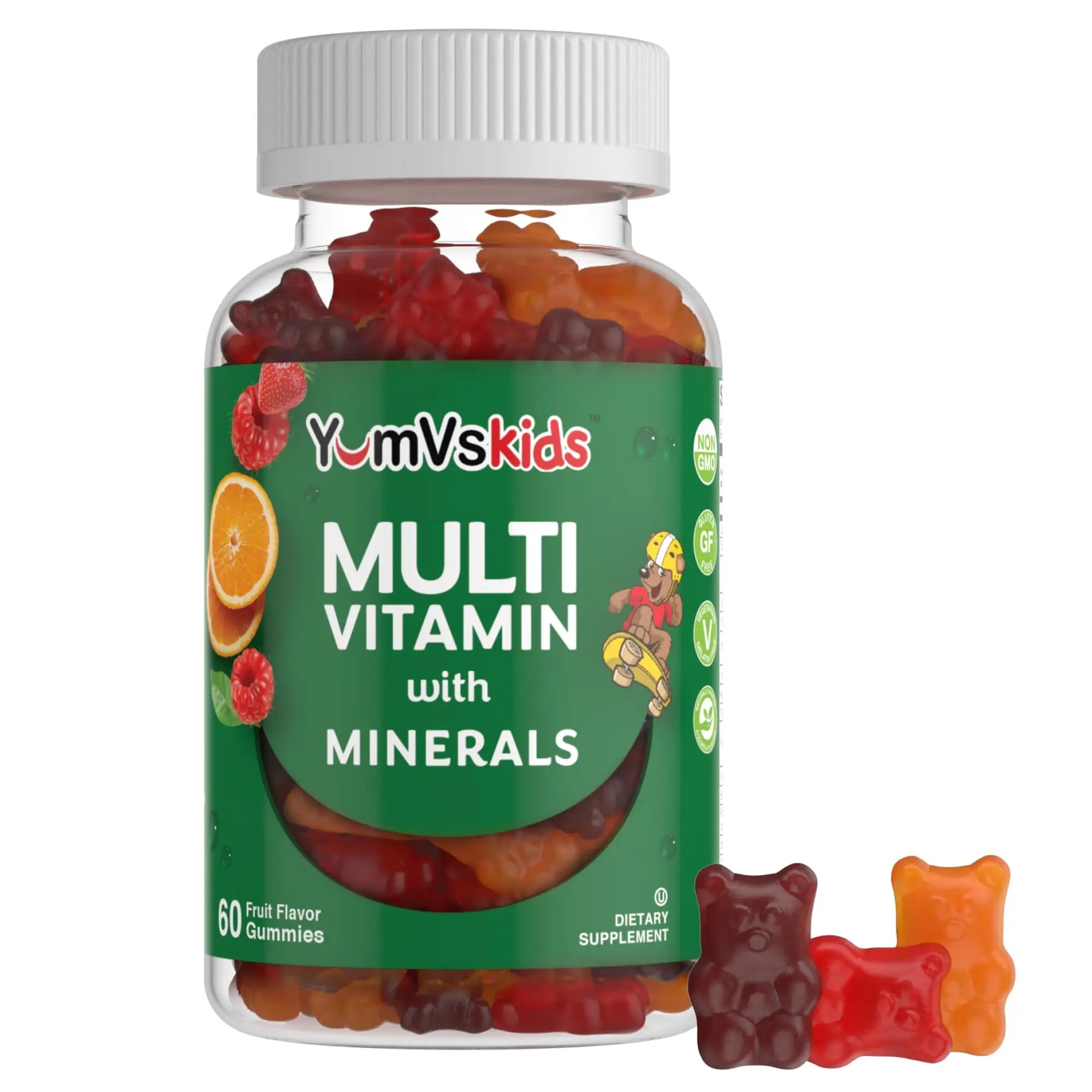 YumVs Kids Multivitamin Gummies - Fruit Flavored Chewable Children's Multivitamin - Kids Vitamins Multivitamin Gummy with 12 Minerals & Vitamins A C D3 E B6 B12 YUM-V'SAu supplements