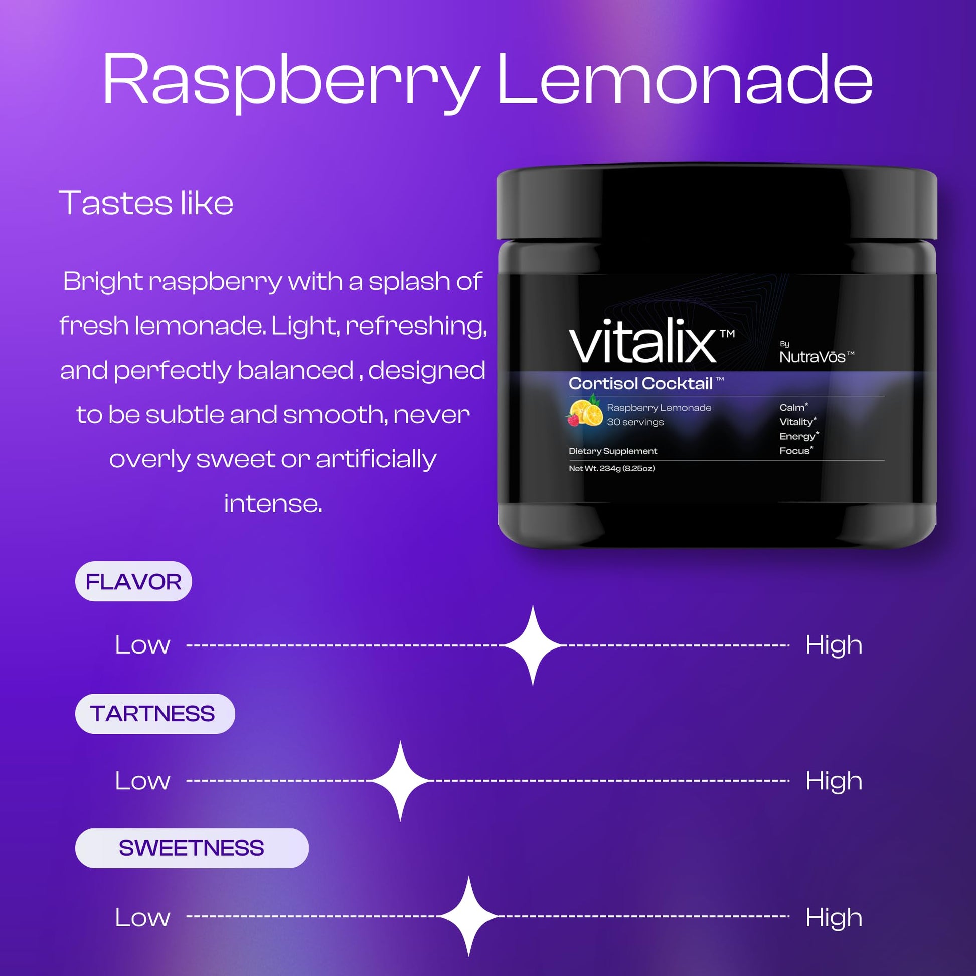 NutraVōs Vitalix – Cortisol Reducer & Adaptogen Drink Mix with Ashwagandha KSM 66, Magnesium Glycinate 200mg, L-Theanine 200mg, Vitamin C 500mg & Electrolytes – Raspberry Lemonade – 30 Servings NutraVōsAu supplements