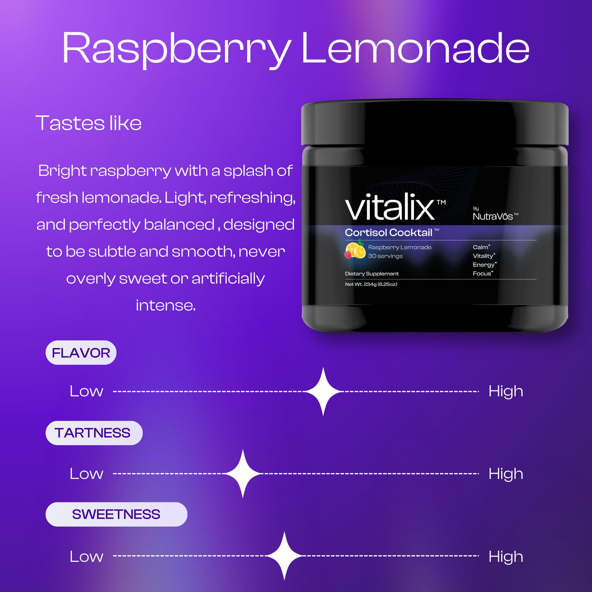 NutraVōs Vitalix – Cortisol Reducer & Adaptogen Drink Mix with Ashwagandha KSM 66, Magnesium Glycinate 200mg, L-Theanine 200mg, Vitamin C 500mg & Electrolytes – Raspberry Lemonade – 30 Servings NutraVōsAu supplements
