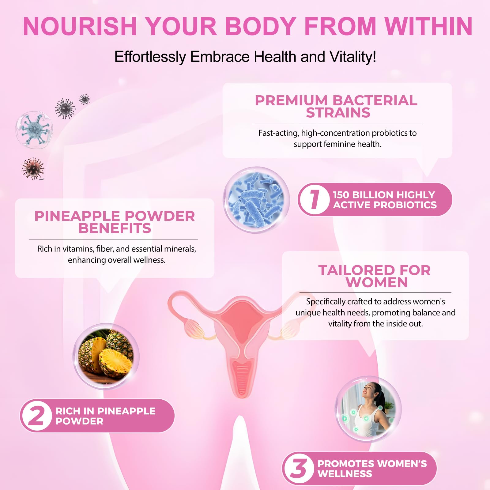 Vital Source Feminine Gummies - Feminine Balance Gummies for Women ph Natrual Famale Balance Cummie - Collagen Gummie - Pineapple PH Balance Gummie for Women Support Women’s Health - 60PCS TooffiAu supplements