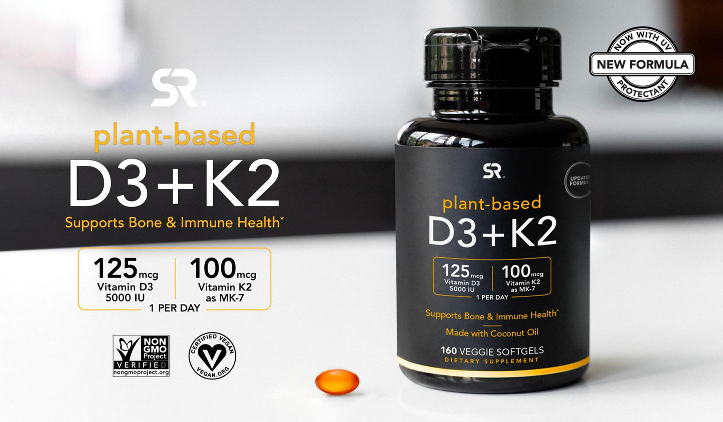 (Pack of 1) 160 Vegan Certified, Non GMO Liquid Softgels rozzunSports Research Vitamin Rozzun Creative VisionUS supplements