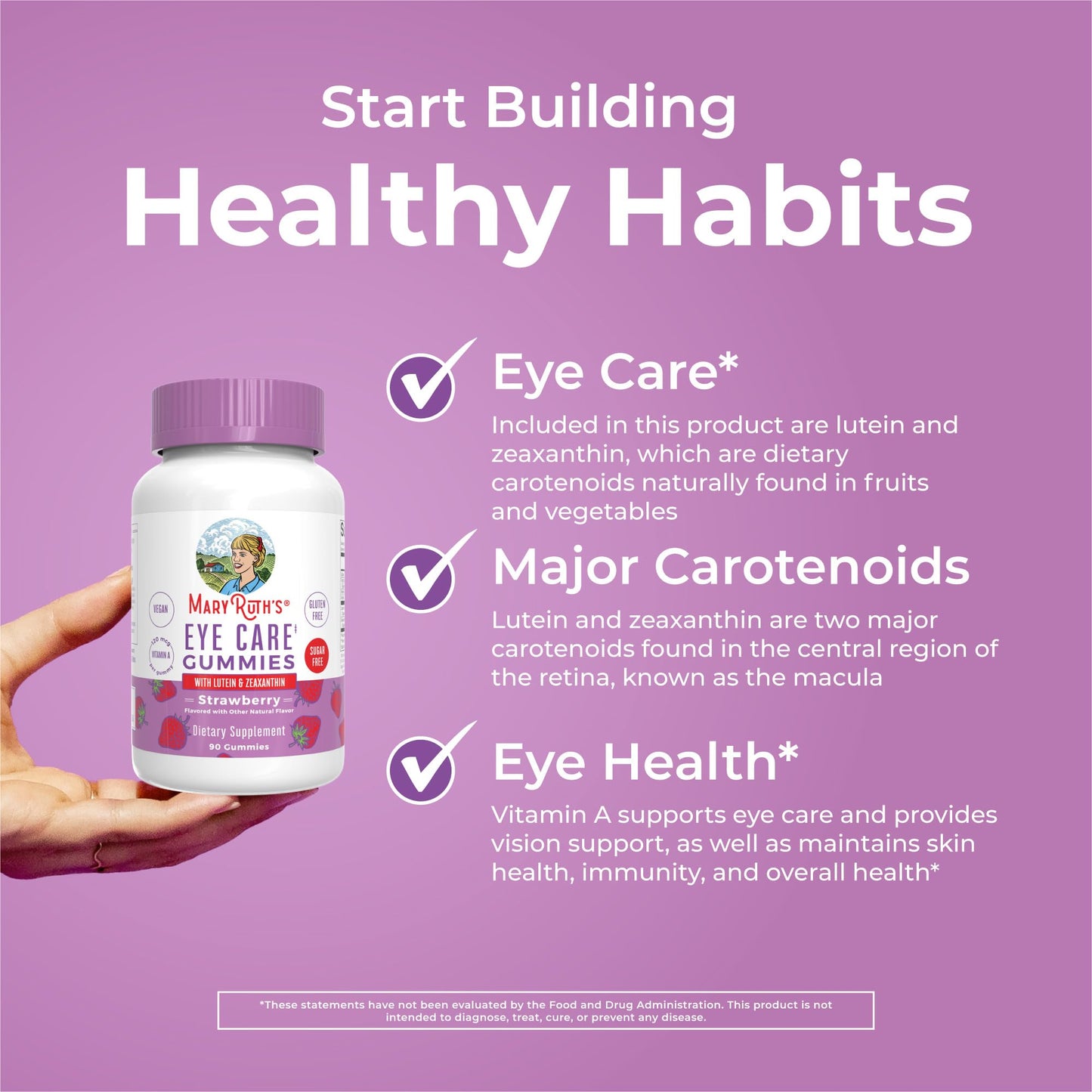 MaryRuth Organics Eye Care Gummies | Eye Health Vitamins for Adults and Kids | Lutein and Zeaxanthin Supplements | for Eyes | Vegan | Non-GMO | Gluten Free | 90 Count MARYRUTH'SUS supplements