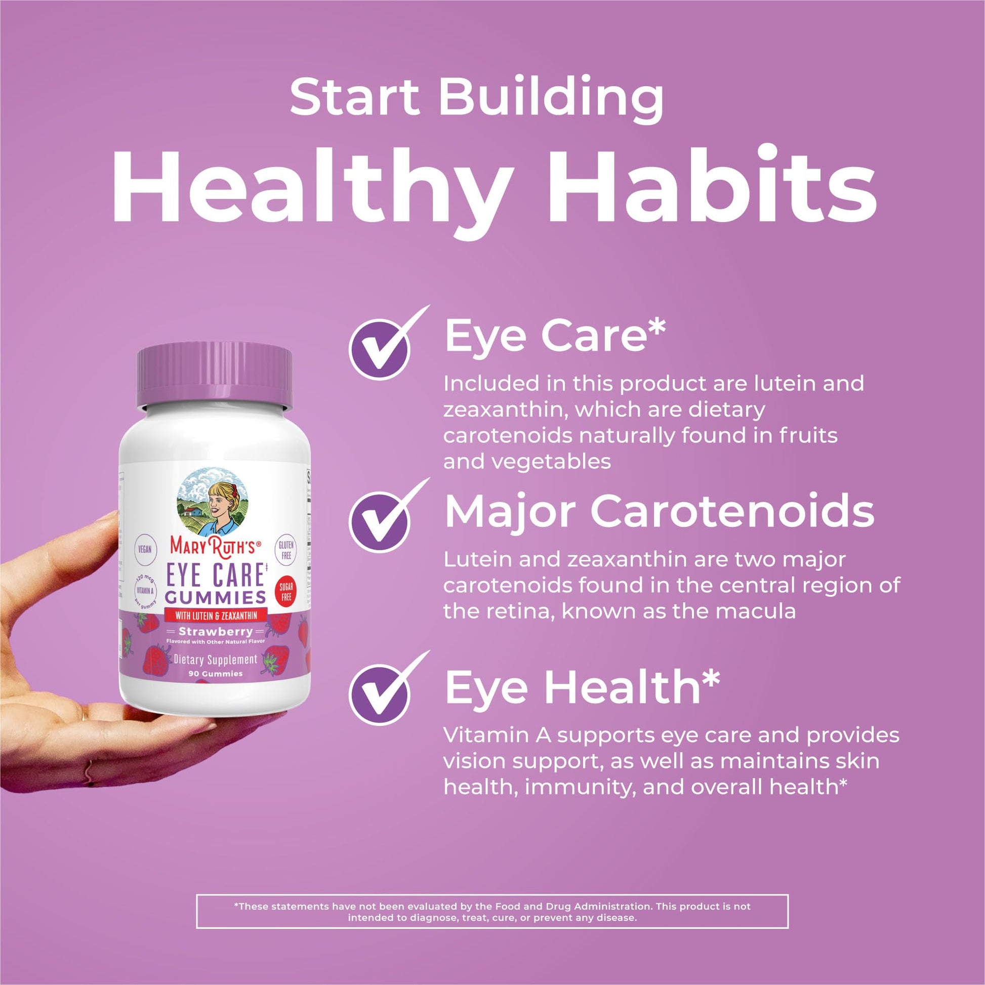 MaryRuth Organics Eye Care Gummies | Eye Health Vitamins for Adults and Kids | Lutein and Zeaxanthin Supplements | for Eyes | Vegan | Non-GMO | Gluten Free | 90 Count MARYRUTH'SUS supplements