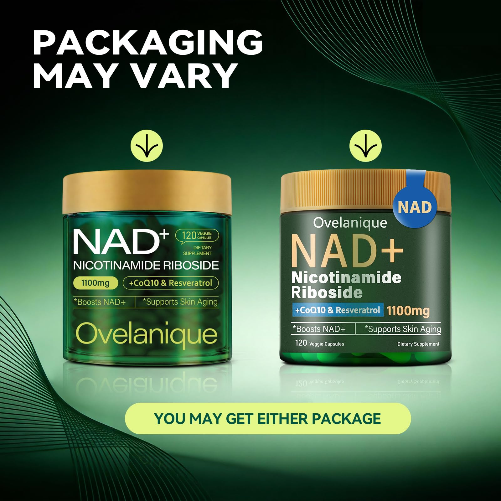 Ovelanique NAD Supplement with Nicotinamide Riboside & Resveratrol |NMNH Supplement Alternative| NAD+ Complex with Quercetin Phytosome & CoQ10 | Liposomal Delivery,120 Capsules(Packaging May Vary) OvelaniqueAu supplements