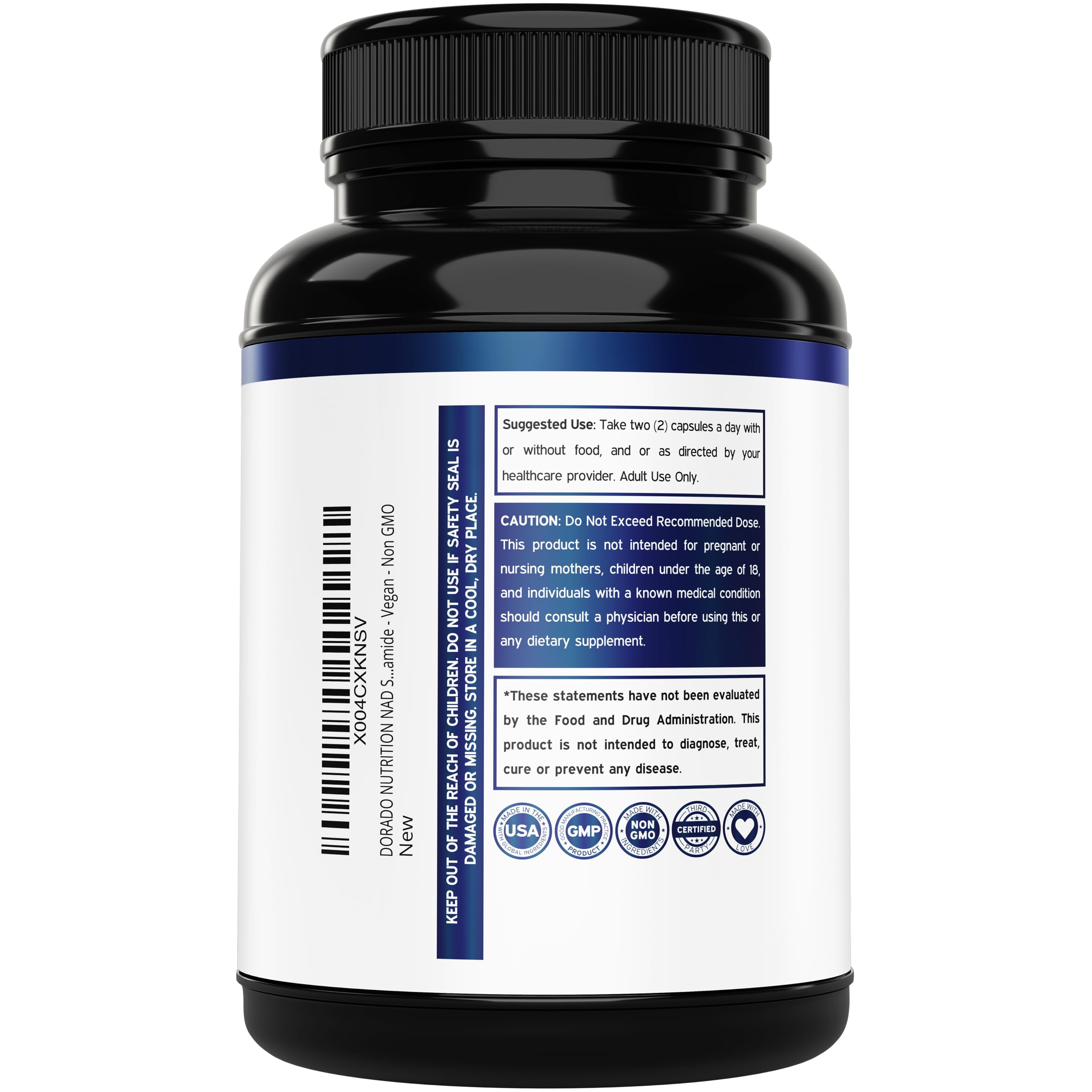 NAD Supplement (500mg of 95% Pure NAD+ Per Serving) NMN Supplement, NAD Nicotinamide Riboside Support (Third Party Tested, Vegan Safe, Non-GMO, No Fillers, & Made in the USA - 30 Vegan Capsules) DORADO NUTRITIONAu supplements