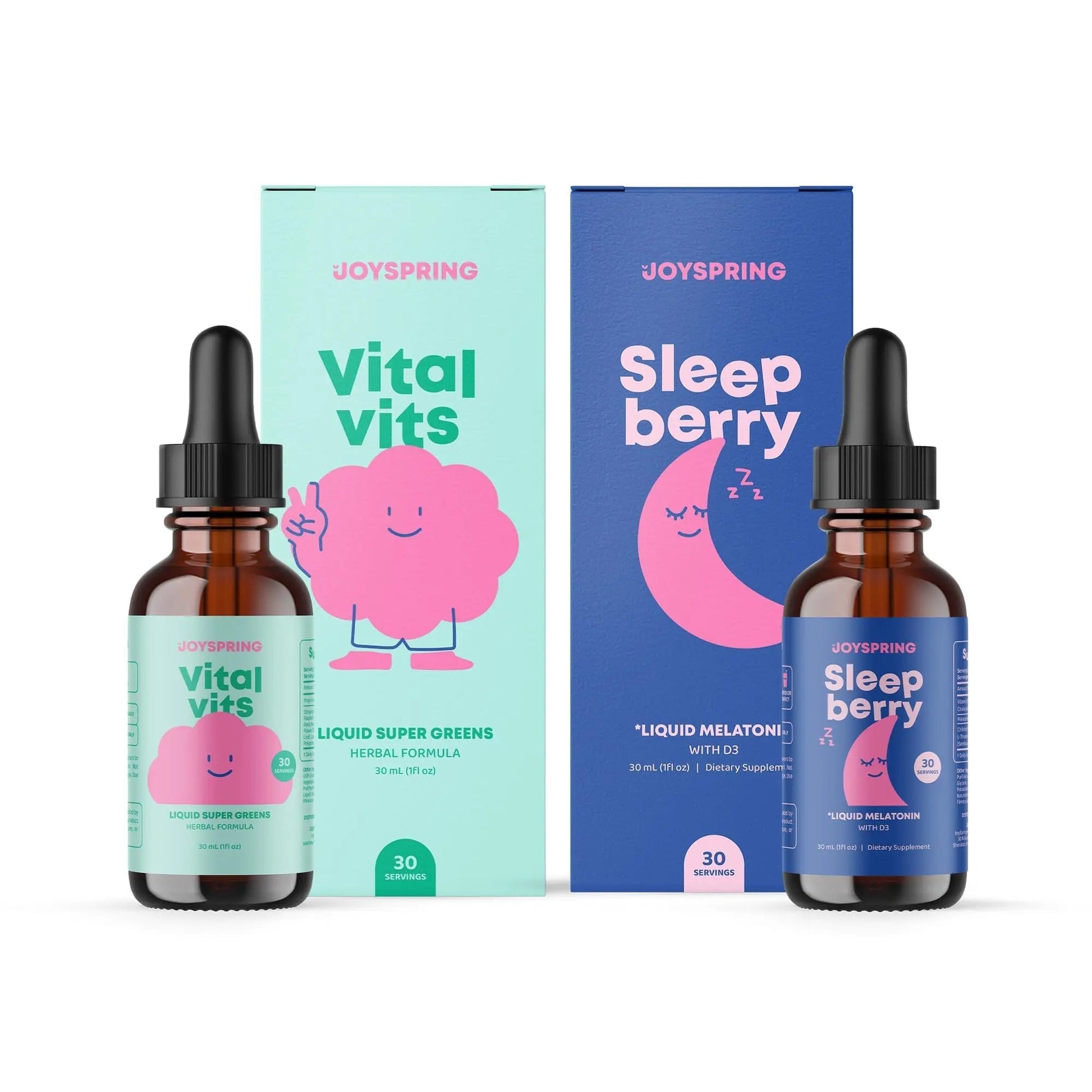 JoySpring Multivitamin & SleepBerry Bundle | Kids Vitamins & Minerals Naturally Sourced, Non-GMO, Non-Alcoholic Liquid Formula, Immunity Health Support | JoySpringAu supplements
