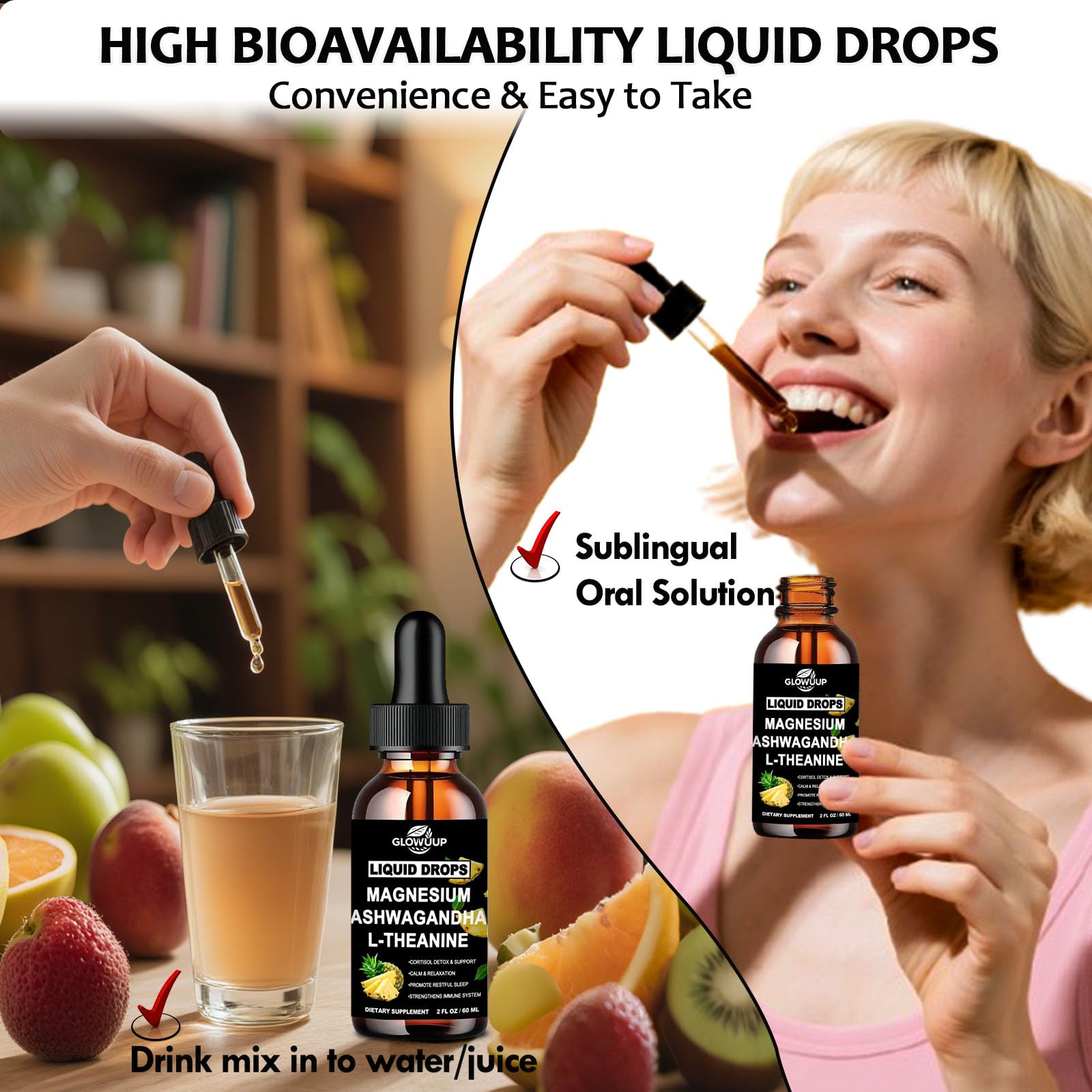 Cortisol Supplements for Women & Men, Cortisol Reducer Manager Detox Liquid Drops Extra Strength Magnesium Glycinate 200mg, L-Theanine & Ashwagandha丨Hormone Balance, Relaxation & Recess Mood GLOVVUUPAu supplements