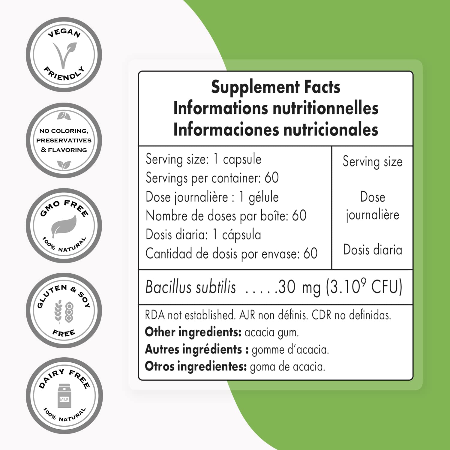 Supersmart - Bacillus Subtilis 3 Billion CFU per Day (High Potency) - Spore Probiotic SupersmartUS supplements