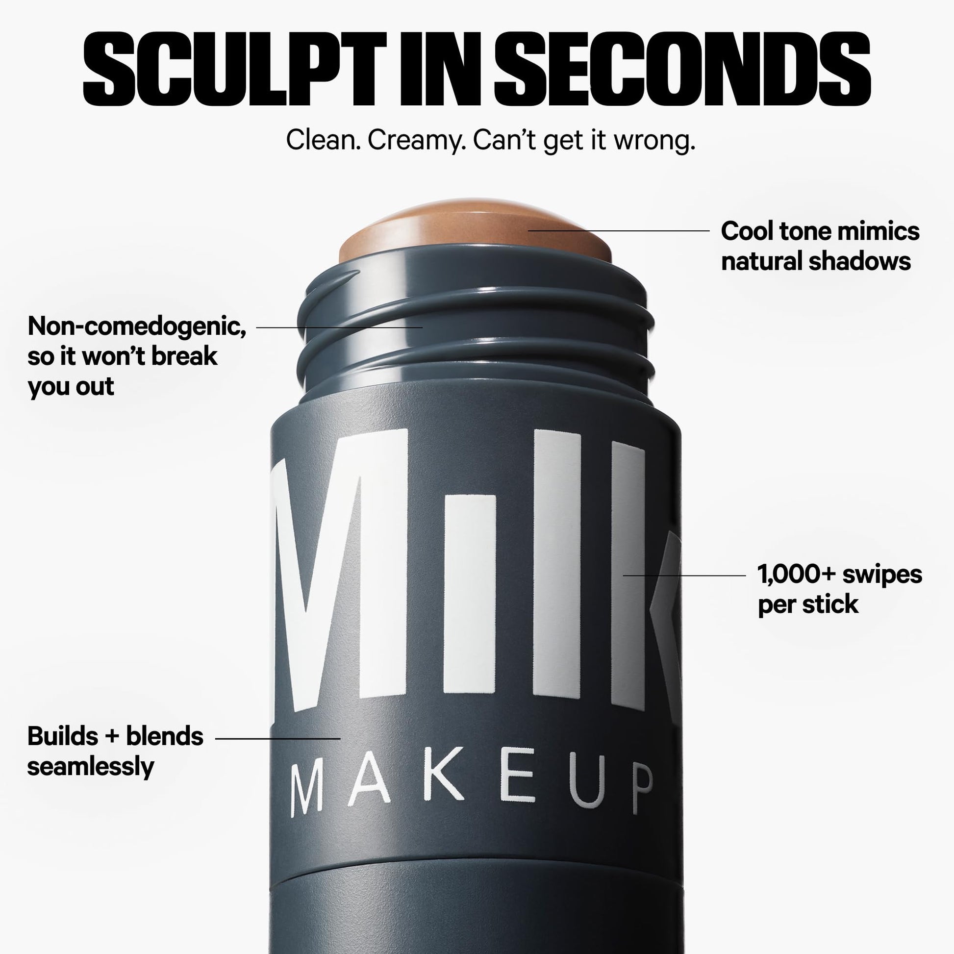 Milk Makeup Sculpt Stick – Cool-Toned Cream Contour Stick Adds Depth, Dimension + Shape for Natural-Looking Shadows – Hydrating, Buildable Formula w/Thyme Extract – Toasted (Fair to Light), 0.19 oz Milk MakeupAu supplements