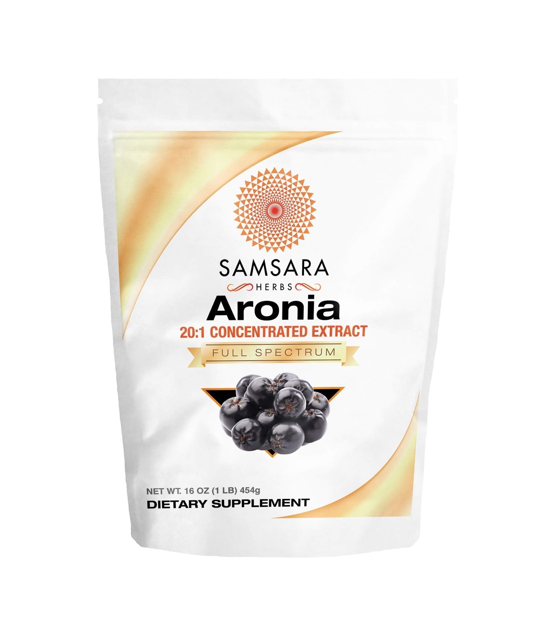 Samsara Herbs Aronia Berry 20:1 Extract Powder (16oz/454g) - Antioxidant, Flavonoids and Polyphenols Supplement - High ORAC - Native American Berry - Improved Wellbeing Samsara HerbsAu supplements
