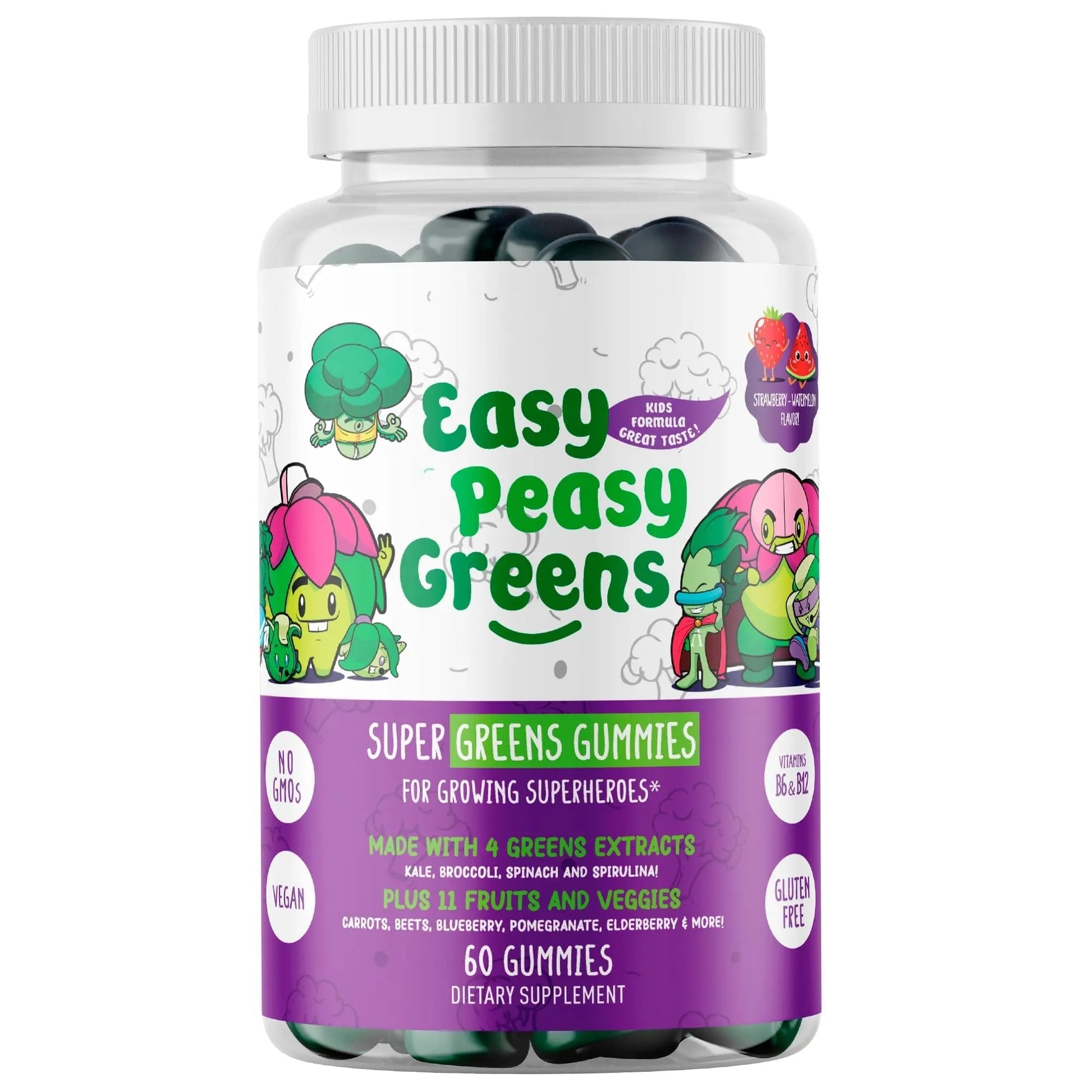 EasyPeasyGreens Daily Veggie Gummies for Kids - 60 Greens Gummies - Helps Picky Eaters Get Their Veggies in EASY PEASY GREENSAu supplements