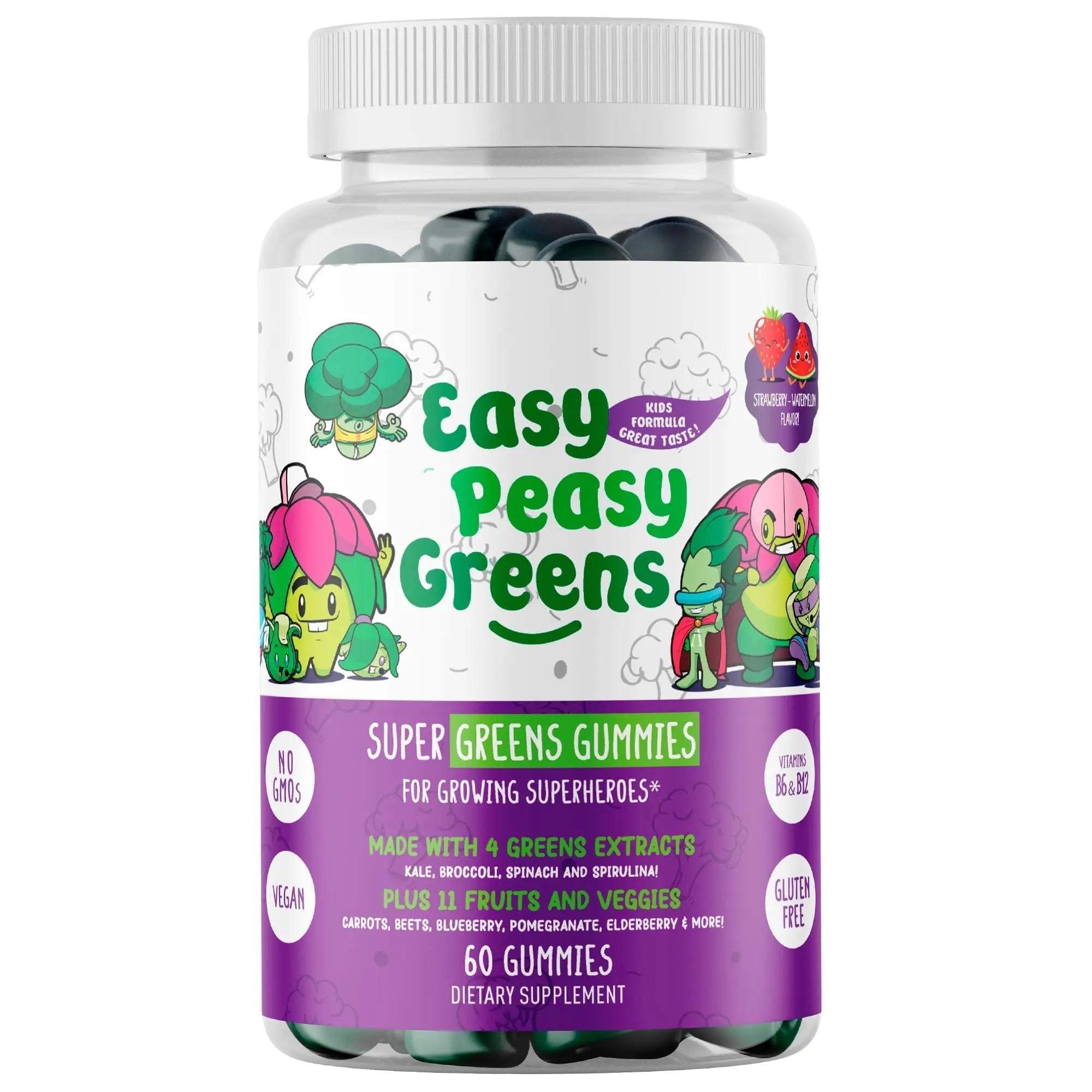 EasyPeasyGreens Daily Veggie Gummies for Kids - 60 Greens Gummies - Helps Picky Eaters Get Their Veggies in EASY PEASY GREENSAu supplements