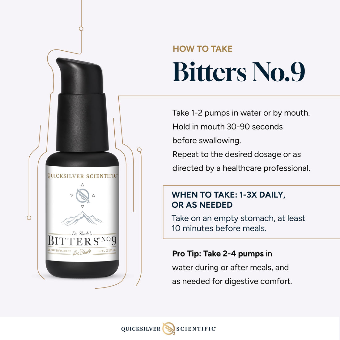 Quicksilver Scientific Dr. Shade's Bitters No. 9 - for Digestion - Fast Acting Liposomal Digestive Bitters with Milk Thistle, Burdock Root & Juniper Essential Oil - Digestive Support (50ml) Quicksilver ScientificUS supplements
