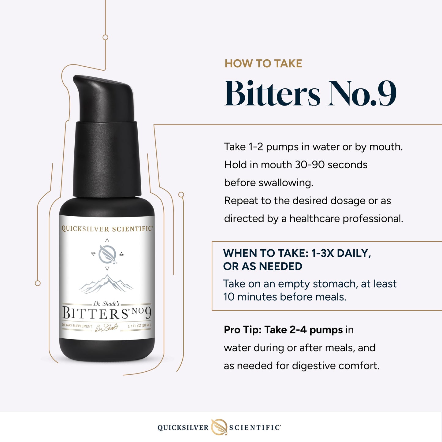 Quicksilver Scientific Dr. Shade's Bitters No. 9 - for Digestion - Fast Acting Liposomal Digestive Bitters with Milk Thistle, Burdock Root & Juniper Essential Oil - Digestive Support (50ml) Quicksilver ScientificUS supplements