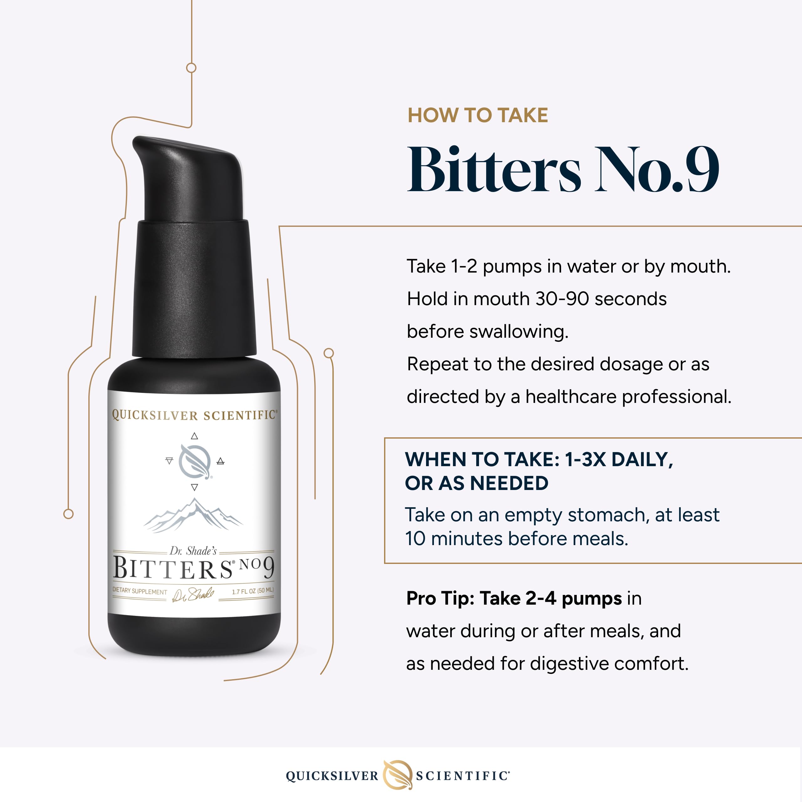 Quicksilver Scientific Dr. Shade's Bitters No. 9 - for Digestion - Fast Acting Liposomal Digestive Bitters with Milk Thistle, Burdock Root & Juniper Essential Oil - Digestive Support (50ml) Quicksilver ScientificUS supplements