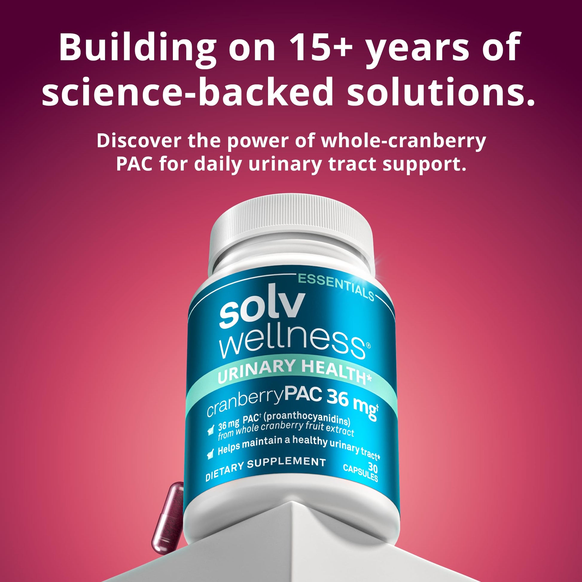 Solv Wellness Urinary Health 36 mg Cranberry PAC – Whole Cranberry Fruit Extract, Daily Urinary Tract Health Support, 30 Capsules Solv WellnessAu supplements