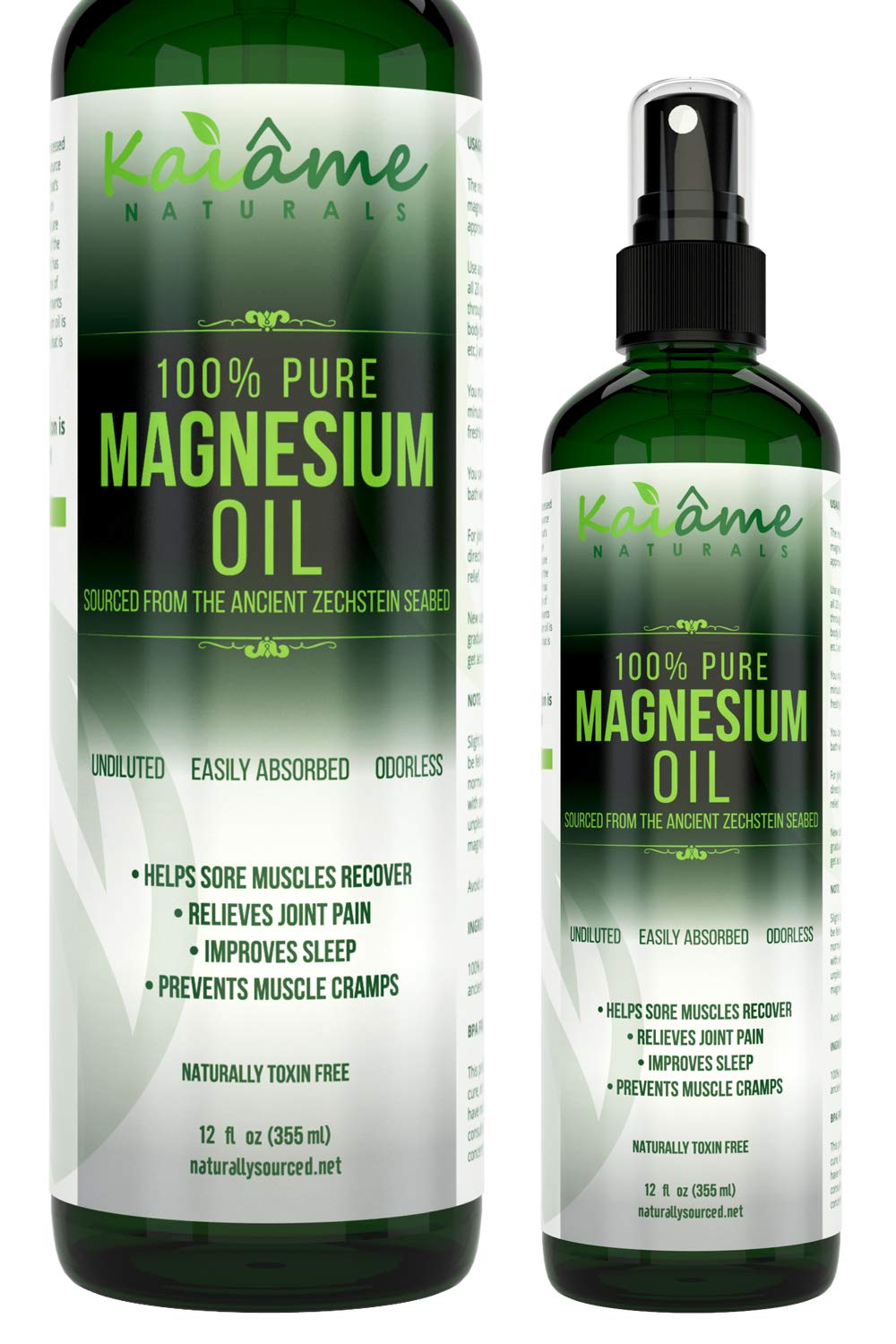 Kaiame Naturals Magnesium Oil Spray, Large 12 oz, Undiluted, Pure and Organic, Sourced from Ancient Zechstein Seabed Kaiame NaturalsAu supplements