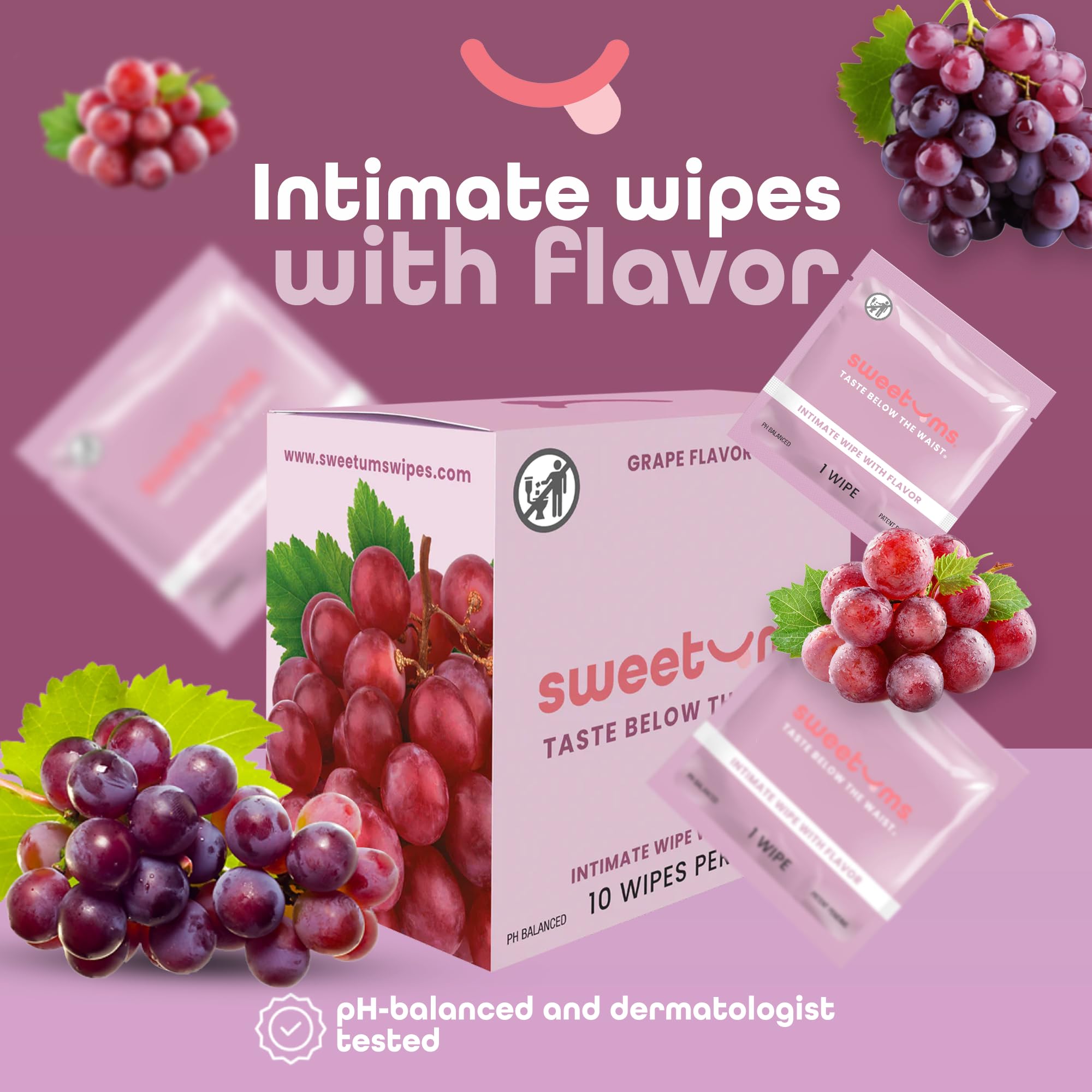Sweetums Feminine Wipes For Women, Individually Wrapped - pH Balanced Flavored Intimate Wipes SweetumsAu supplements