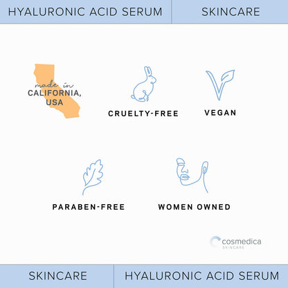 Hyaluronic Acid Serum for Skin 100% Pure Anti Aging Serum Intense Hydration Cosmedica SkincareUS supplements