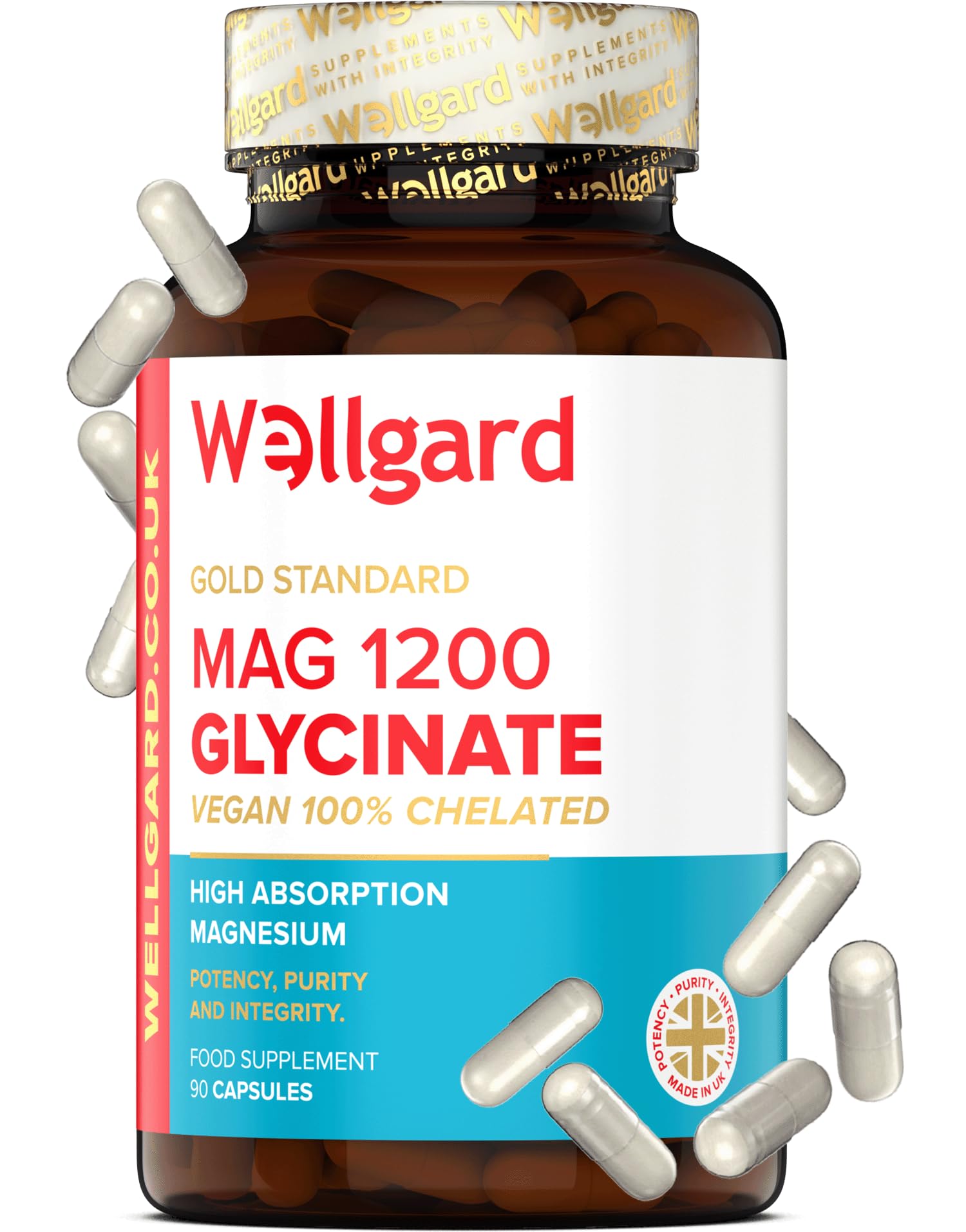 Wellgard Magnesium Glycinate, Mag 1200, High Strength Magnesium Bisglycinate WellgardUS supplements