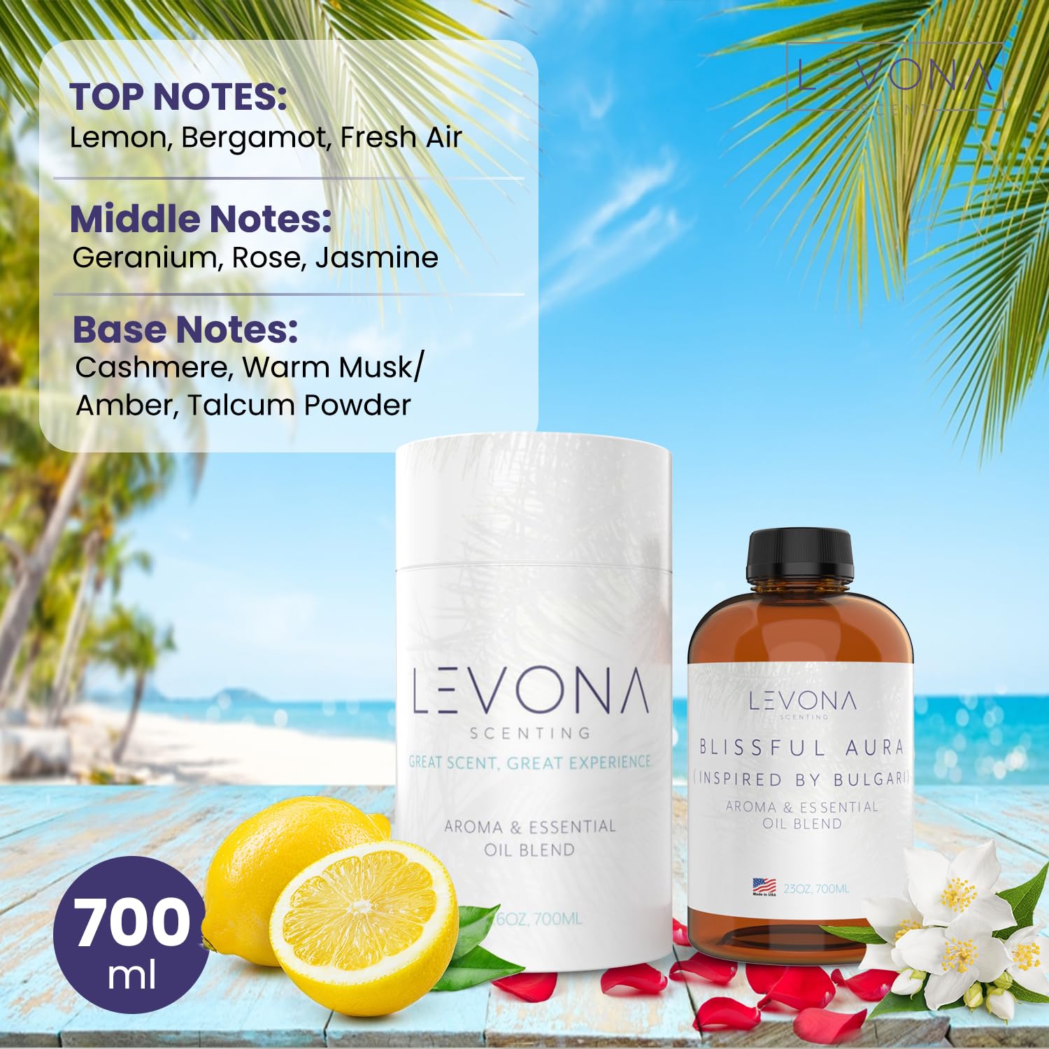 Levona Scent Essential Oils for Diffuser: Blissful Aura with Notes of Amber, Musk & Jasmine LEVONA SCENTAu supplements