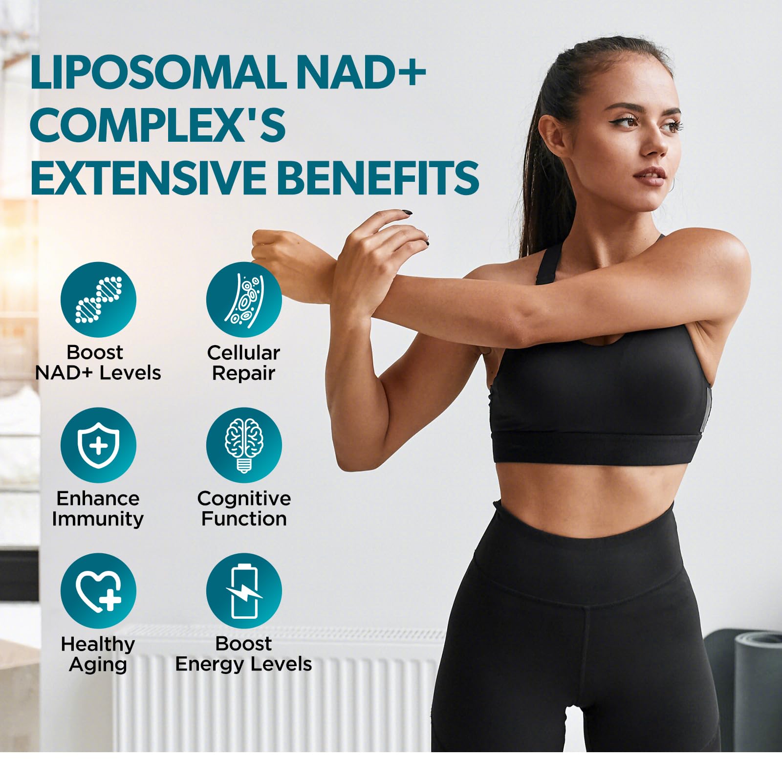 GZ HAOYUAN NAD Liquid Supplement for Women, Liposomal NAD+ Drops 1200MG with NAD Plus Resveratrol, Tmg, Quercetin, Anti-Aging, Cell Regeneration, Energy & Metabolism Support, Pineapple Flavor GZ HAOYUANAu supplements