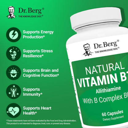 Dr. Berg Natural Vitamin B1 B6 B12 Complex - Allithiamine Vitamin B1 Supplement with 8 Essential Vitamin B Complex for Men & Women Including Thiamin Dr. Berg NutritionalsUS supplements