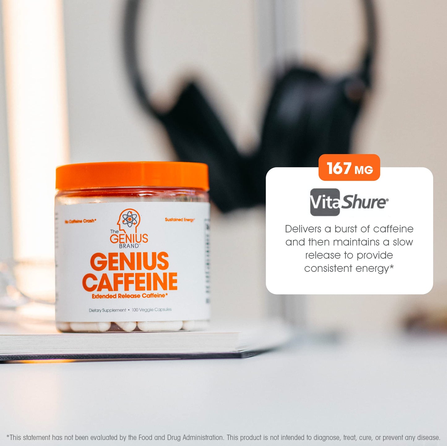 Genius Caffeine Pills 100mg, Extended-Release Microencapsulated Caffeine Pills The Genius BrandUS supplements