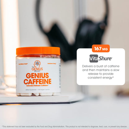 Genius Caffeine Pills 100mg, Extended-Release Microencapsulated Caffeine Pills The Genius BrandUS supplements