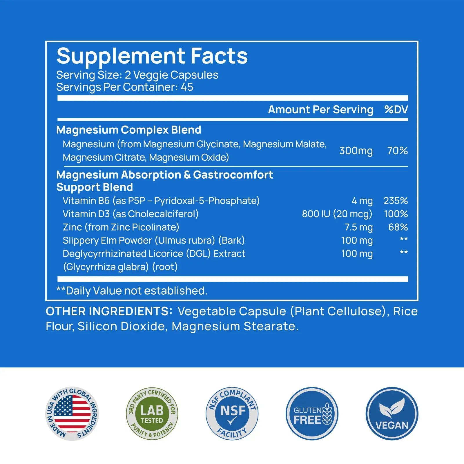 Selerb Magnesium Complex for Women and Men-Glycinate,Malate,Citrate,Oxide Supports Calm, Sleep, Muscle & Energy with D3, B6, Zinc, Slippery Elm & DGL Gentle on Stomach 90 Capsules Selerbnz supplements