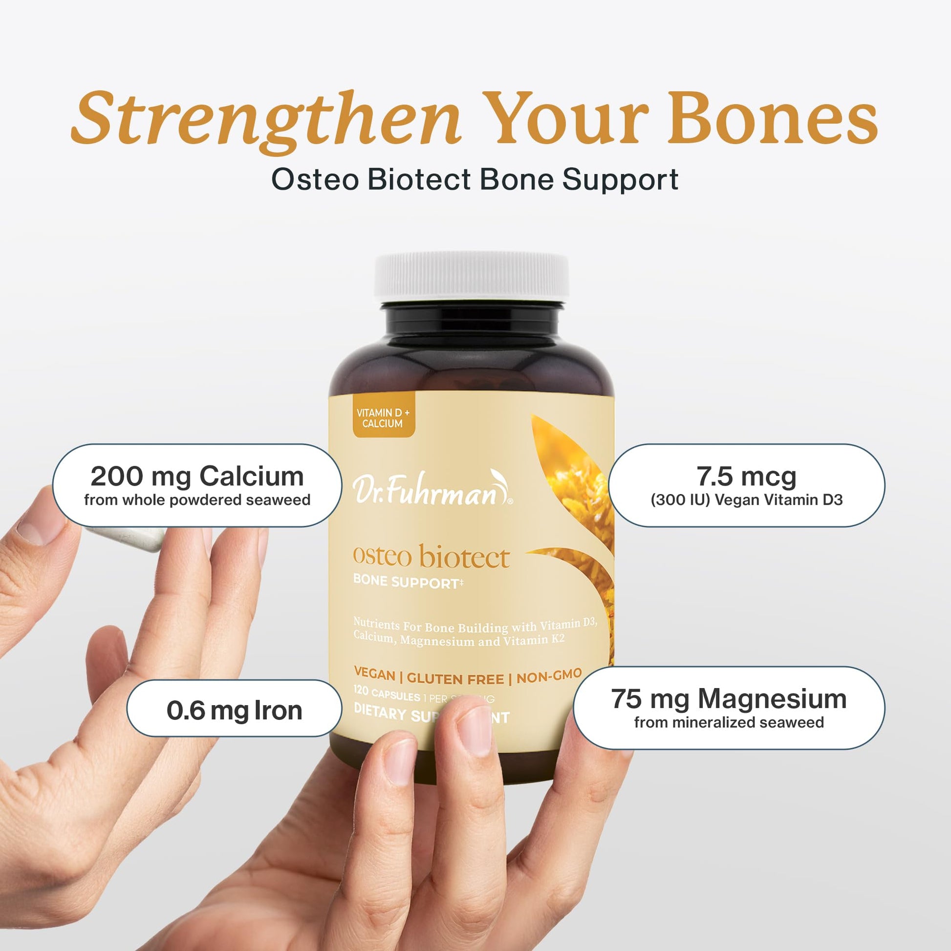 Dr. Fuhrman Osteo Bone Health Supplement | Wholefood Supplement for Women & Men | Vitamin for Bone Density | Organic Vitamin D3, Calcium, Magnesium & K2 | Natural Ingredients | 120 Caps Dr. FuhrmanAu supplements