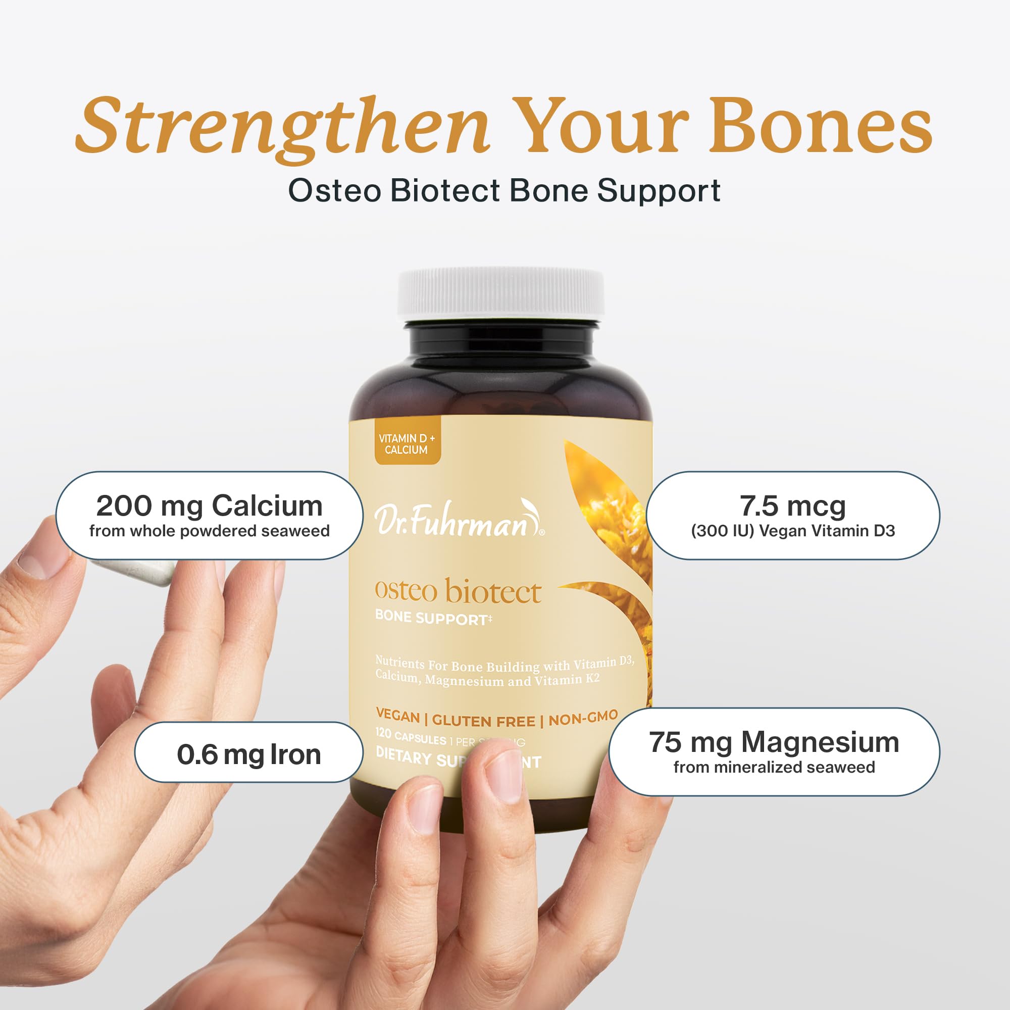 Dr. Fuhrman Osteo Bone Health Supplement | Wholefood Supplement for Women & Men | Vitamin for Bone Density | Organic Vitamin D3, Calcium, Magnesium & K2 | Natural Ingredients | 120 Caps Dr. FuhrmanAu supplements