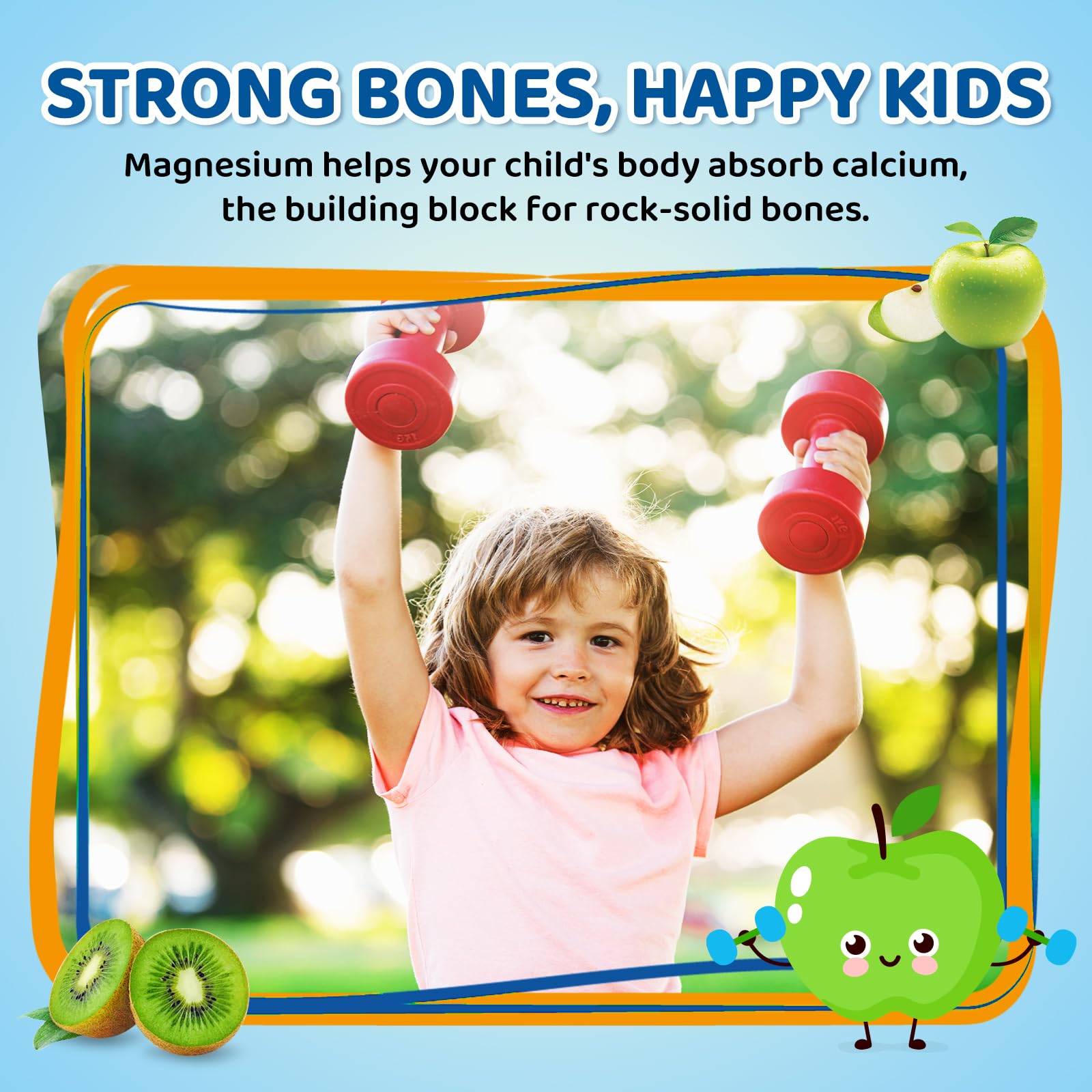 Center-Filled Magnesium Gummies for Kids 300MG - Magnesium Glycinate Gummies with L-theanine, Omega-3, Vitamin B6, D for Kids & Adults, Supplement for Sleep, Calm & Muscle Relaxation - Apple & Kiwi CNCHEFAu supplements
