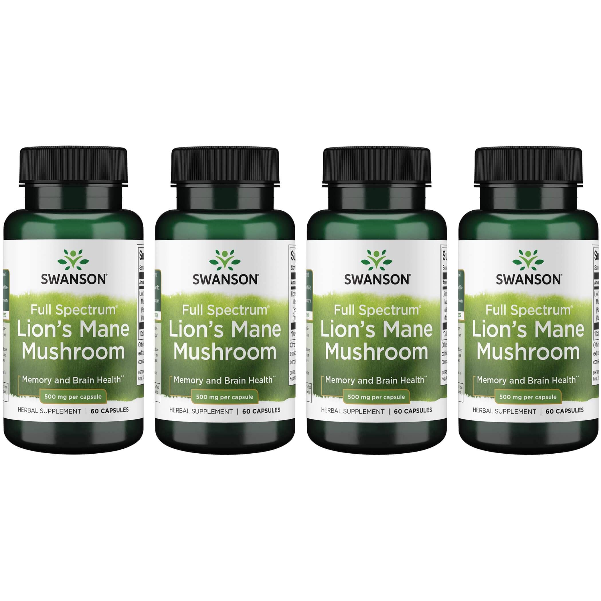 Swanson Lion's Mane Mushroom Capsules - 500 mg Each, 60 Capsules - SwansonUS supplements