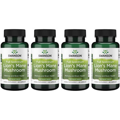 Swanson Lion's Mane Mushroom Capsules - 500 mg Each, 60 Capsules - SwansonUS supplements