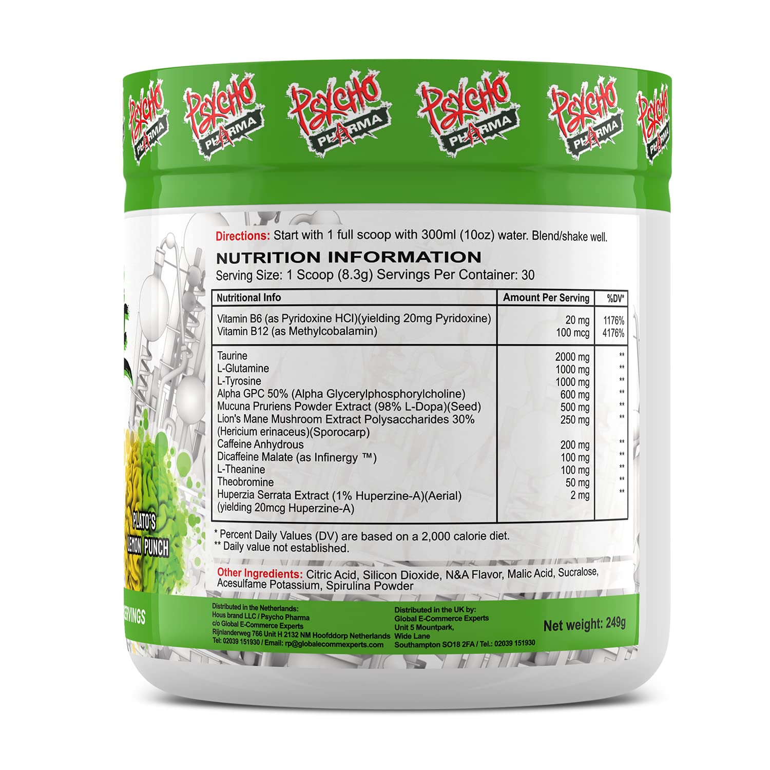 Psycho Pharma. Infinite Brain Nootropic Game Changer. Compete Win (Plato's Lemon Punch, 30 Serving) Psycho PharmaAu supplements