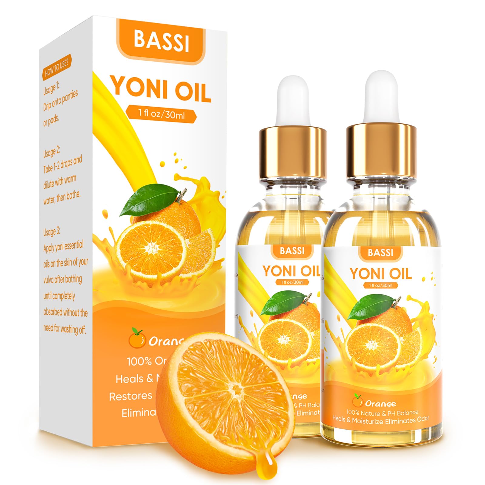 BASSI 2PCS Yoni Oil Organic Feminine Oil Vaginal Moisturizer - Ph Balance for Women - Feminine Deodorant BASSIAu supplements