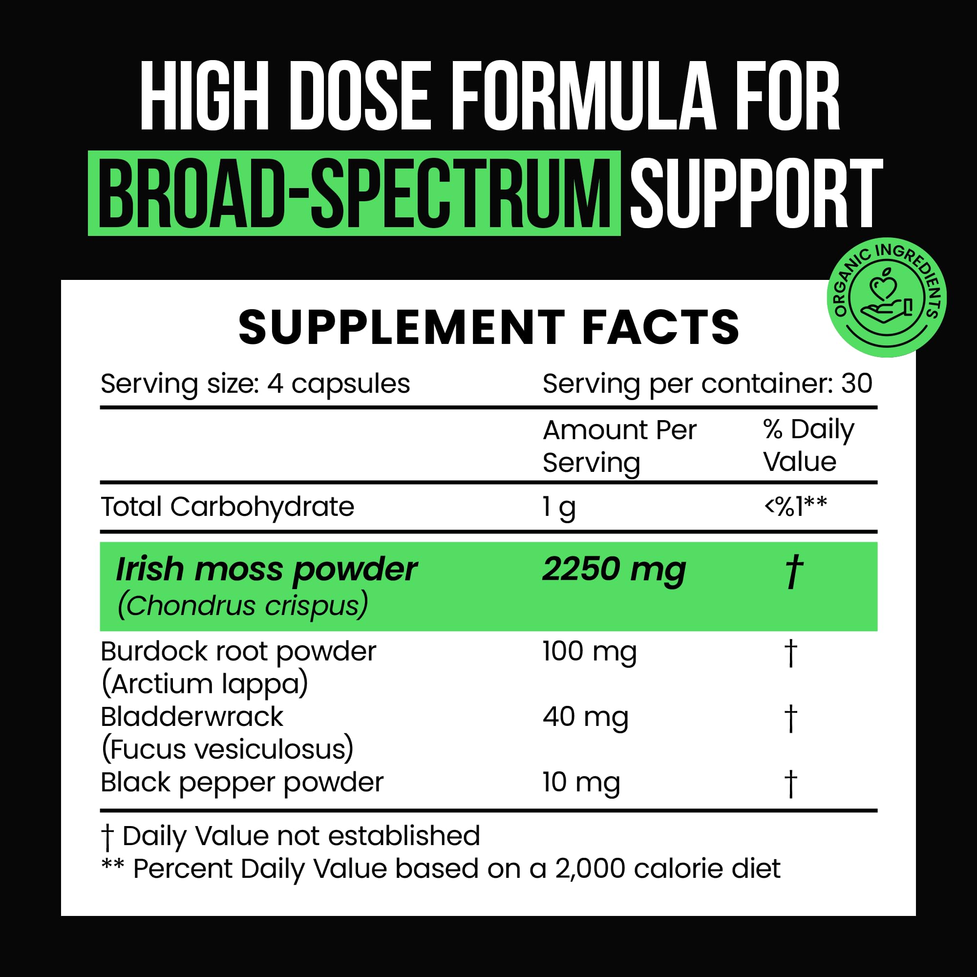 VitaRaw Organic Irish Sea Moss Capsules 2400 mg - Burdock Root and Bladderwrack Powder Real Seamoss Pills for Immune Support, Joint and Gut Health Help - Raw Sea Moss Advanced Herbal Supplement VitaRawAu supplements