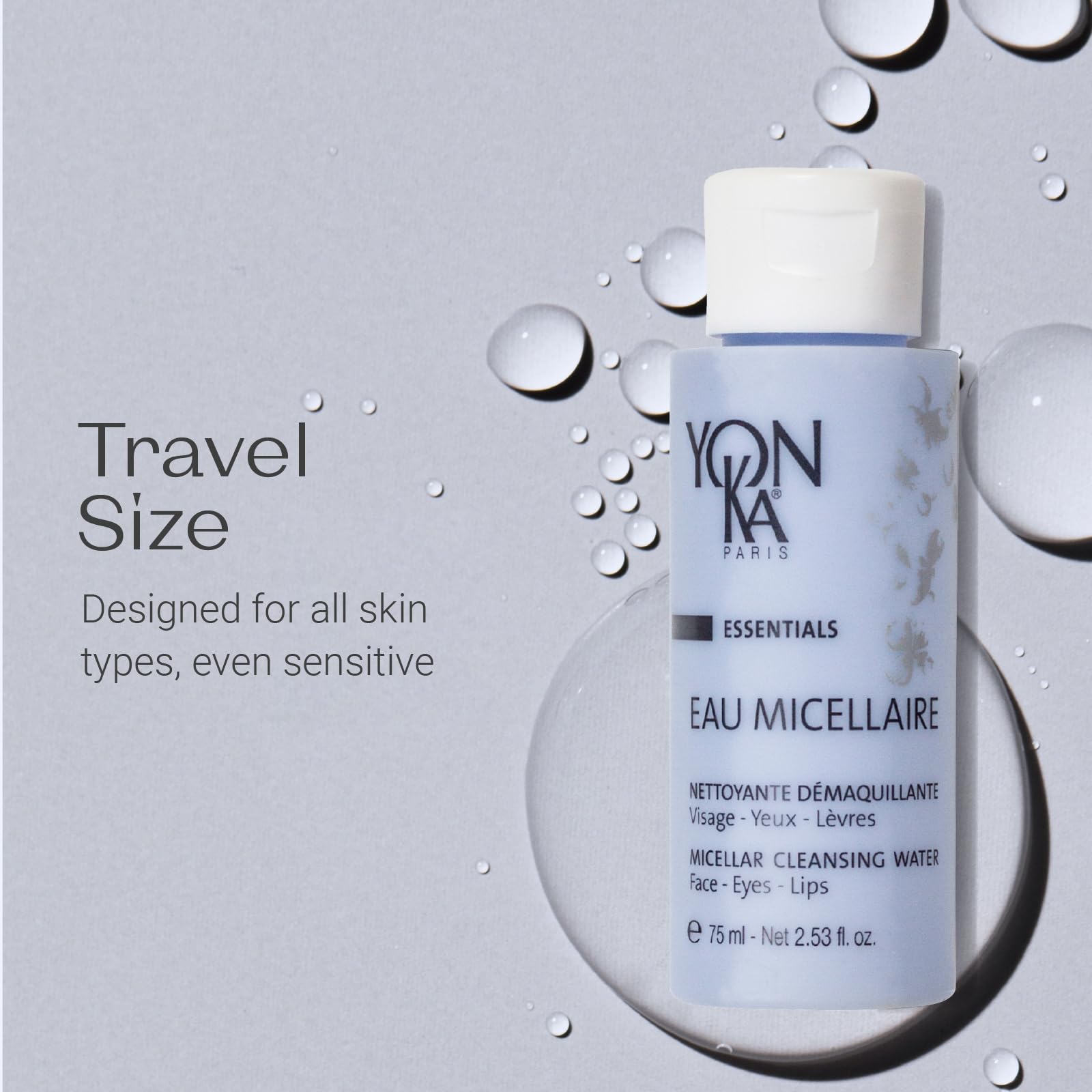 Yonka Eau Micellaire Travel Size | Micellar Water and Cleansing Makeup Remover | Gentle Face Wash with Rose and Chamomile to Remove Impurities and Hydrate | Paraben-Free | 2.53 fl oz YonkaAu supplements